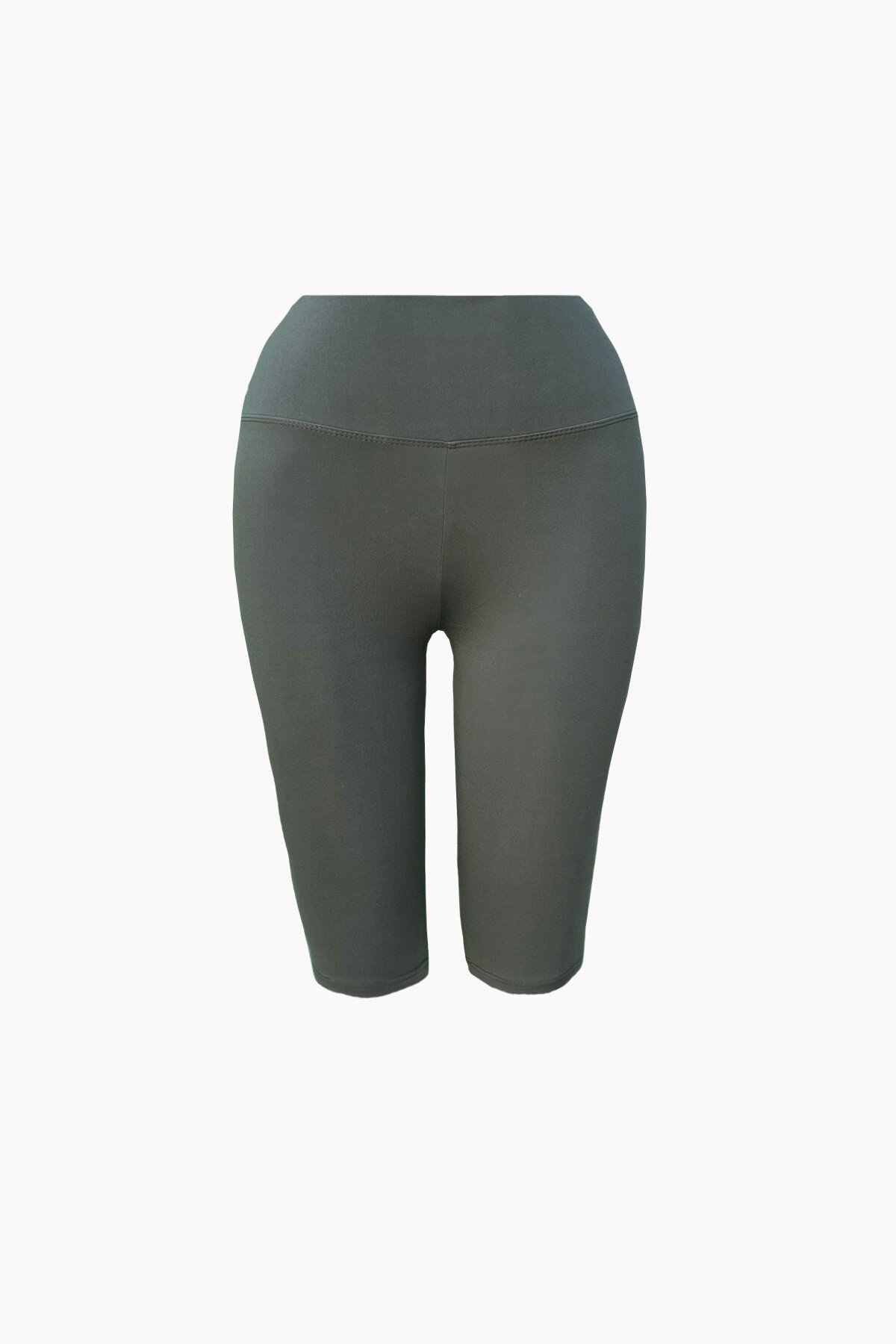 Haki Yüksek Bel Toparlayıcı Etkili Şort Tayt