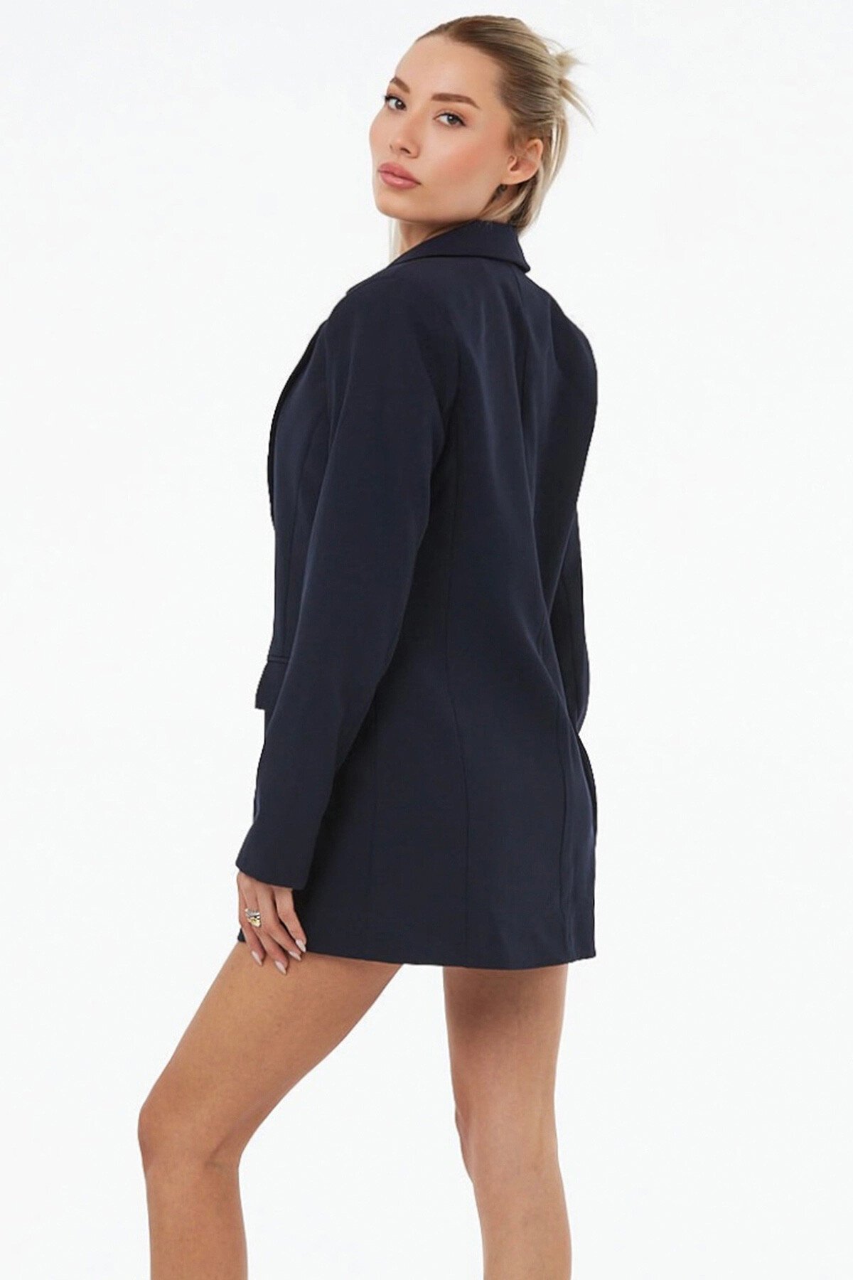 Lacivert Astarlı Regular Fit Klasik Blazer Ceket