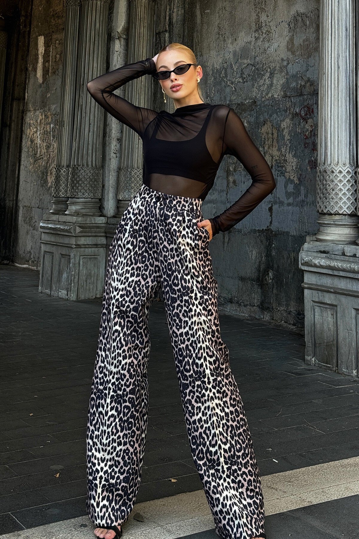 Leopar Leopar Desenli Pantolon