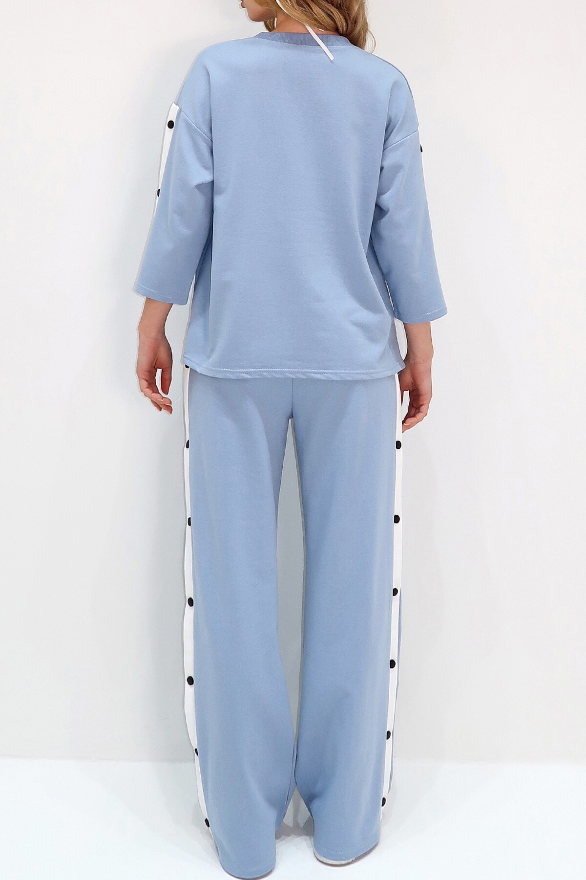 Mavi Bisiklet Yaka Çıtçıt Kapamalı İli İplik Eşofman Takım