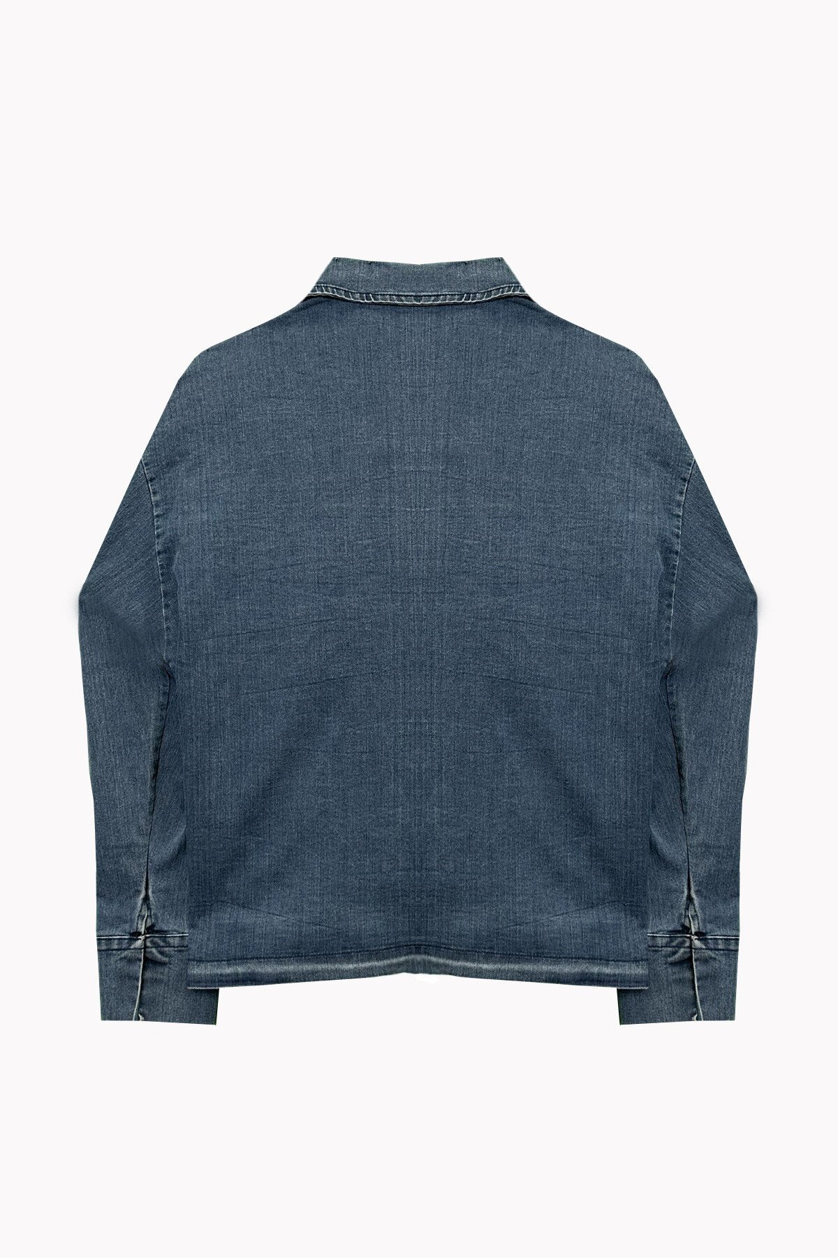 Mavi Nakışlı Denim Ceket