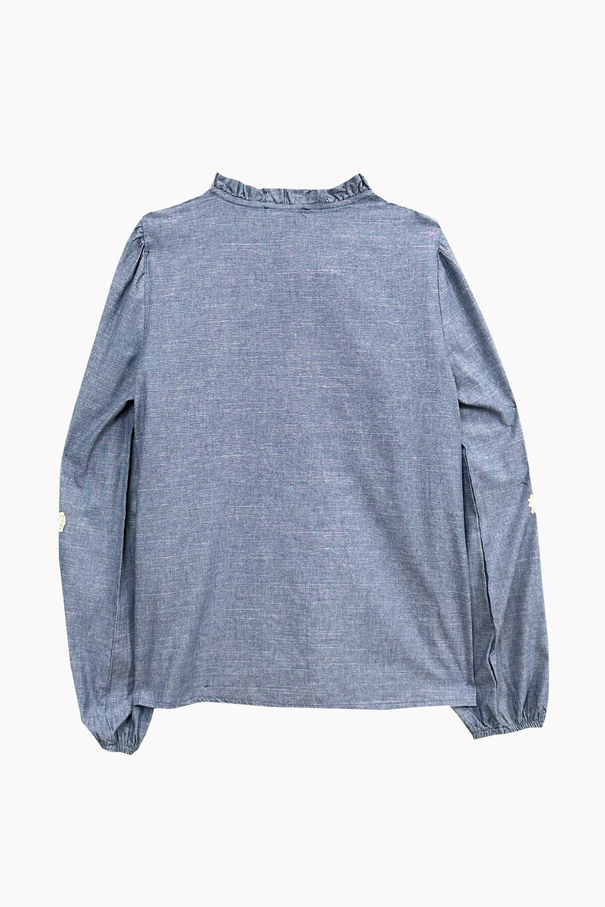 Mavi Nakışlı Denim Gömlek