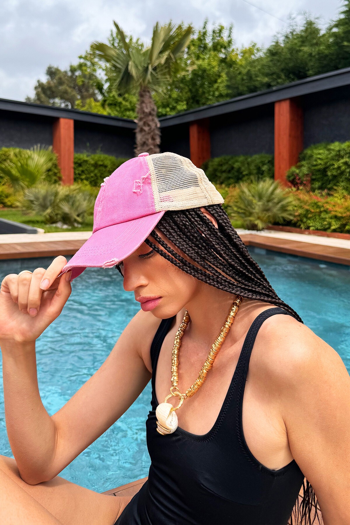 Pembe Eskitmeli Cırt CırtLı Kasket