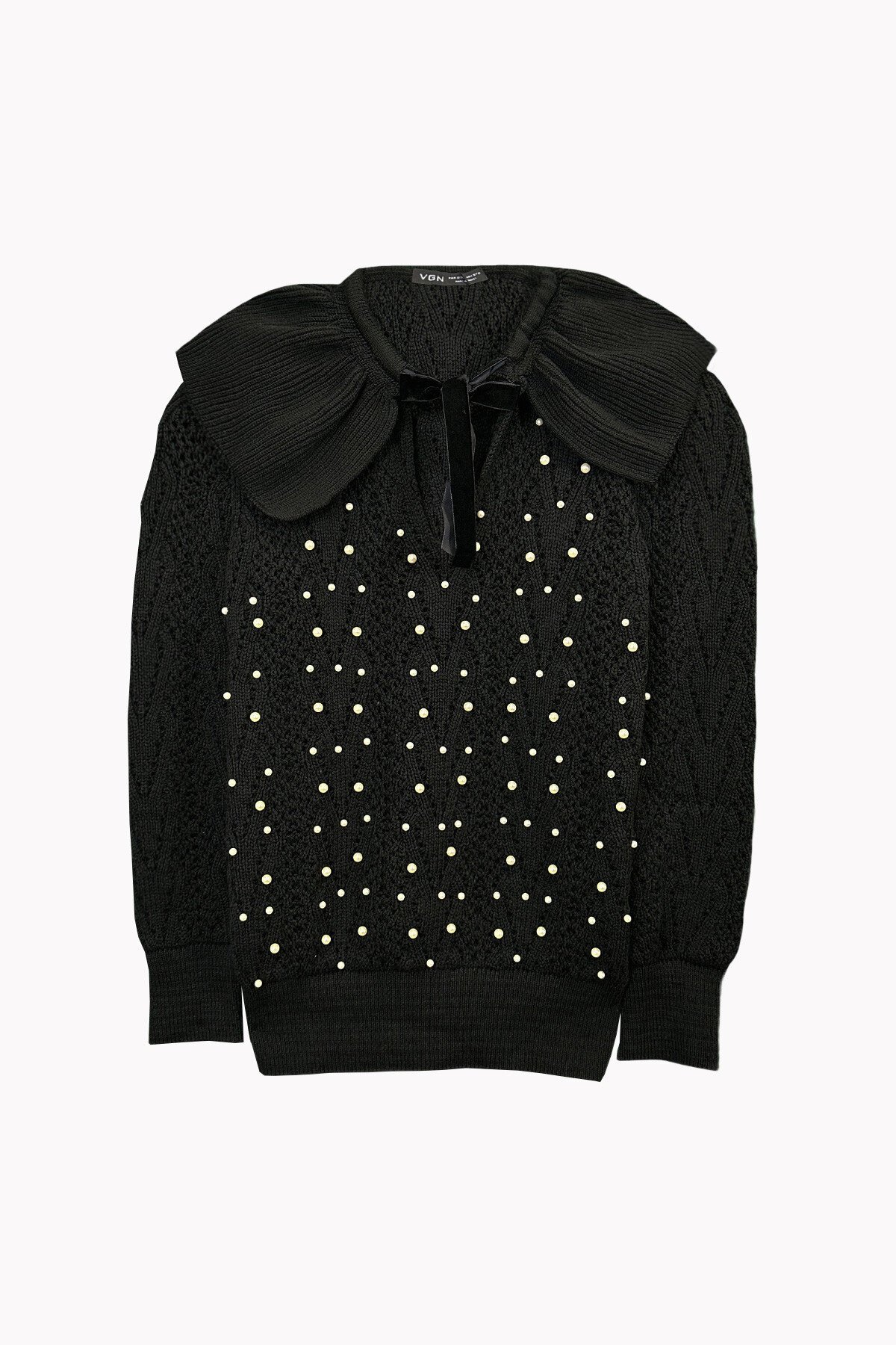 Siyah İncili Triko Kazak