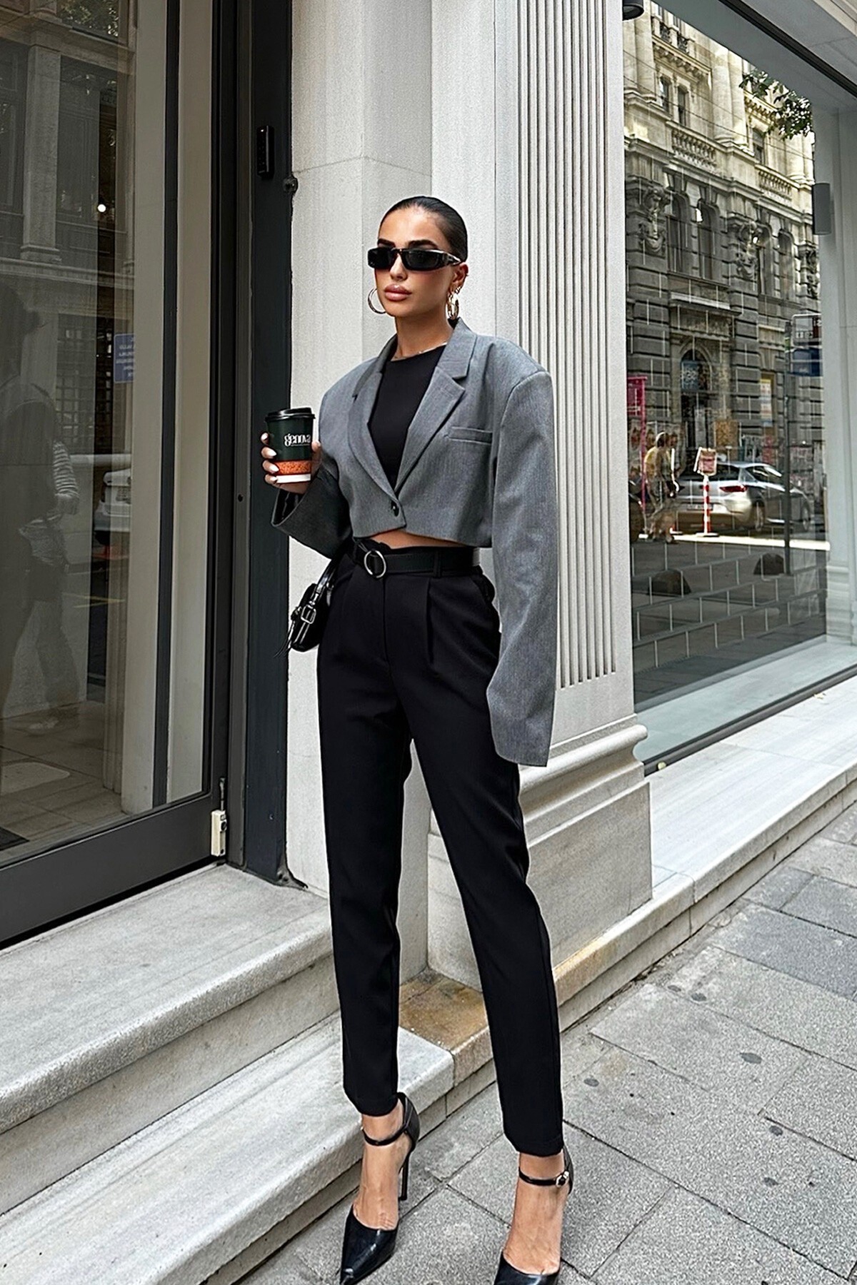 Siyah Kemerli Palazzo Pantolon