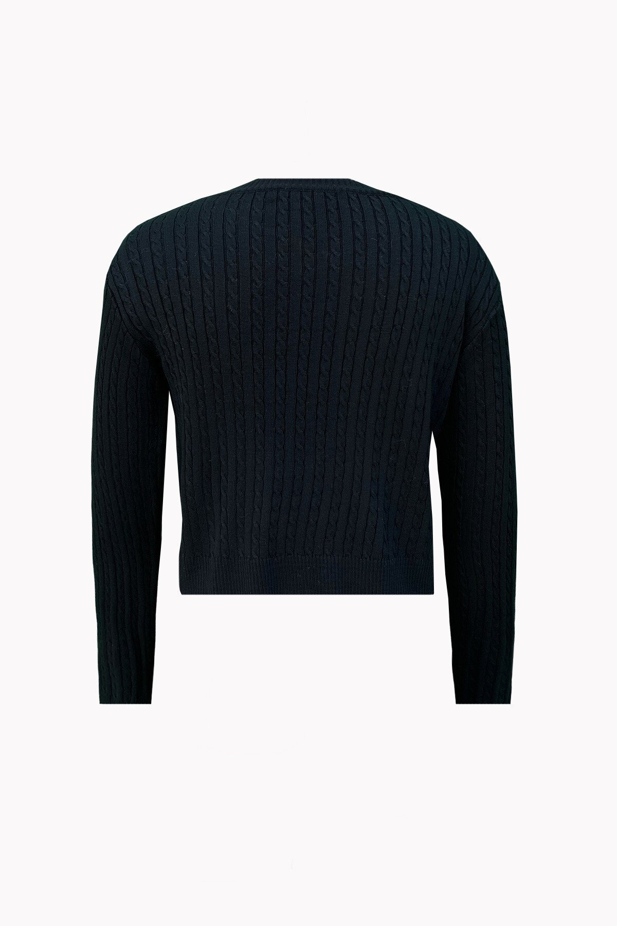 Siyah Kurdela Detay Triko Hırka