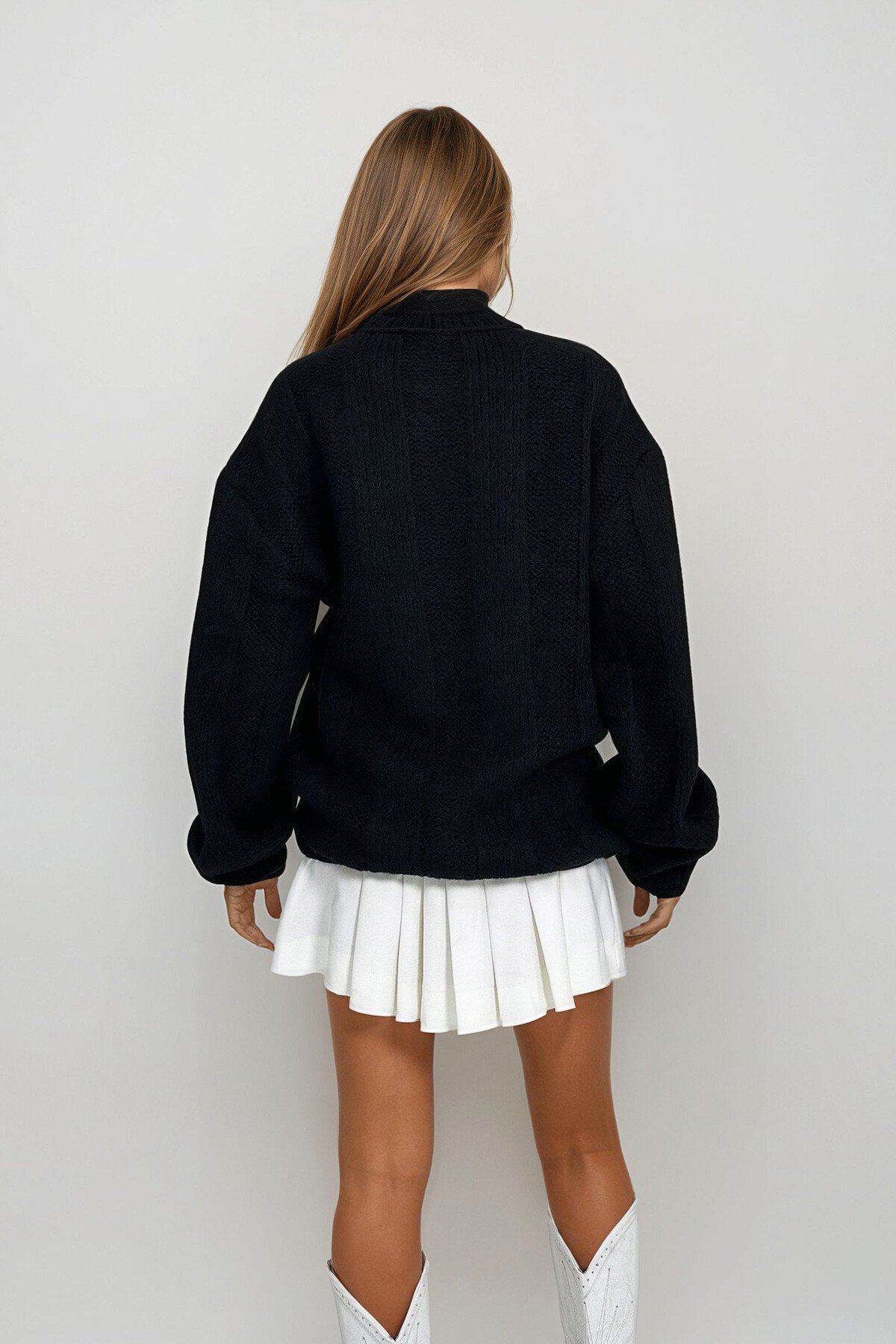 Siyah Oversize Triko Kazak