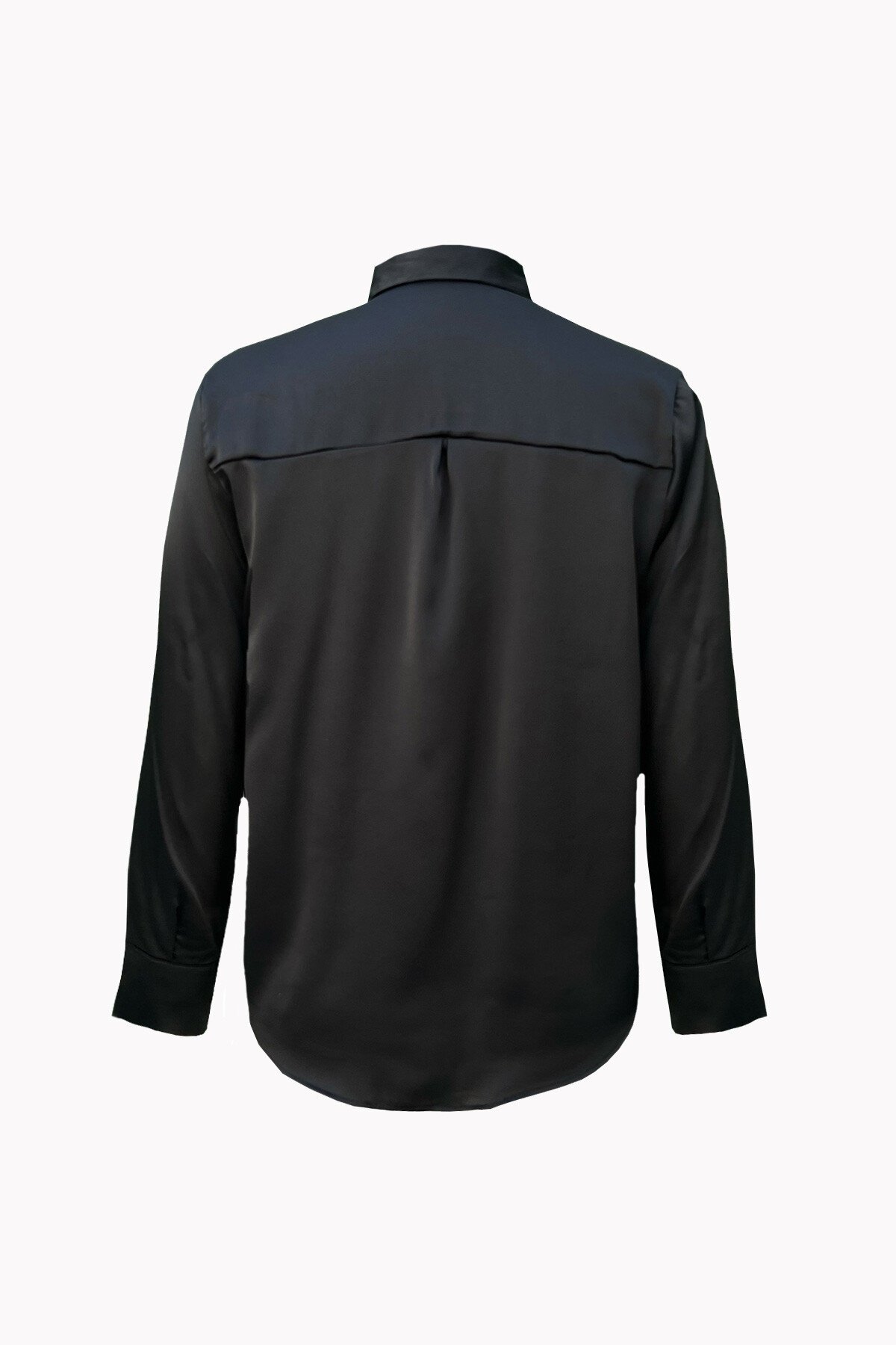 Siyah Rahat Kesim Saten Dokuma Gömlek