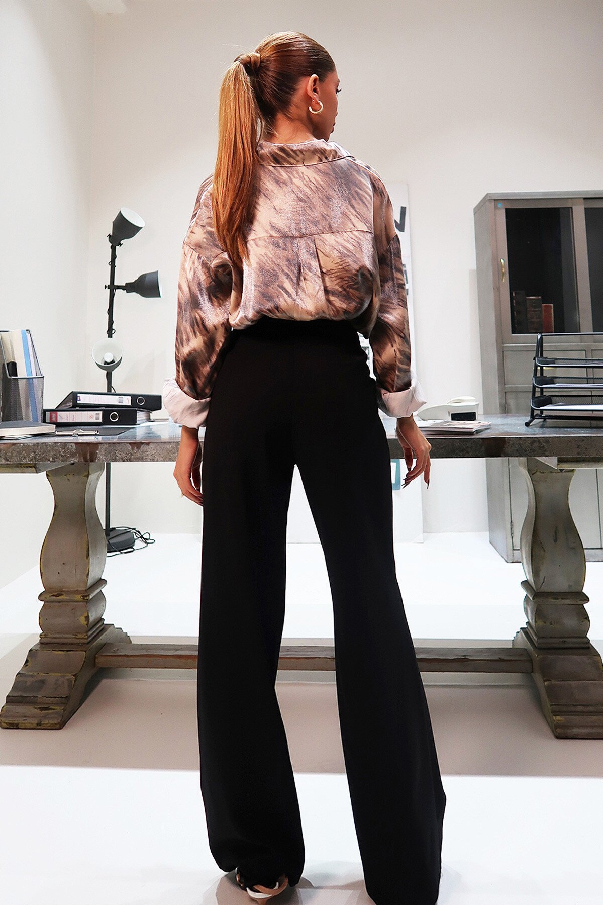 Siyah Wide Leg Pantolon