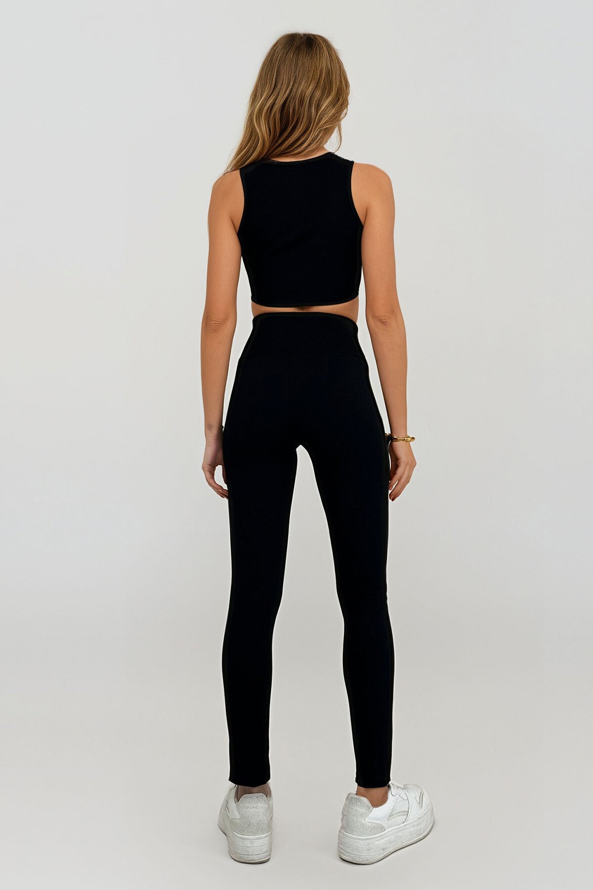 Siyah Yüksek Bel Toparlayıcı Sıkılaştırıcı Tayt