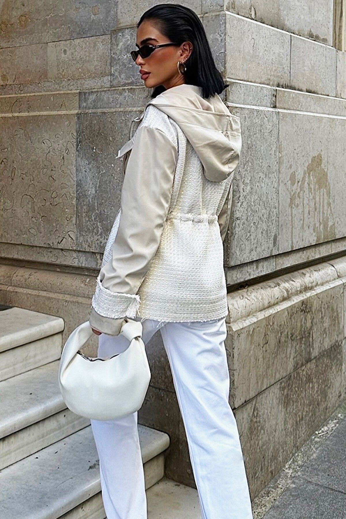 Taş Kapüşonlu Tasarım Ceket