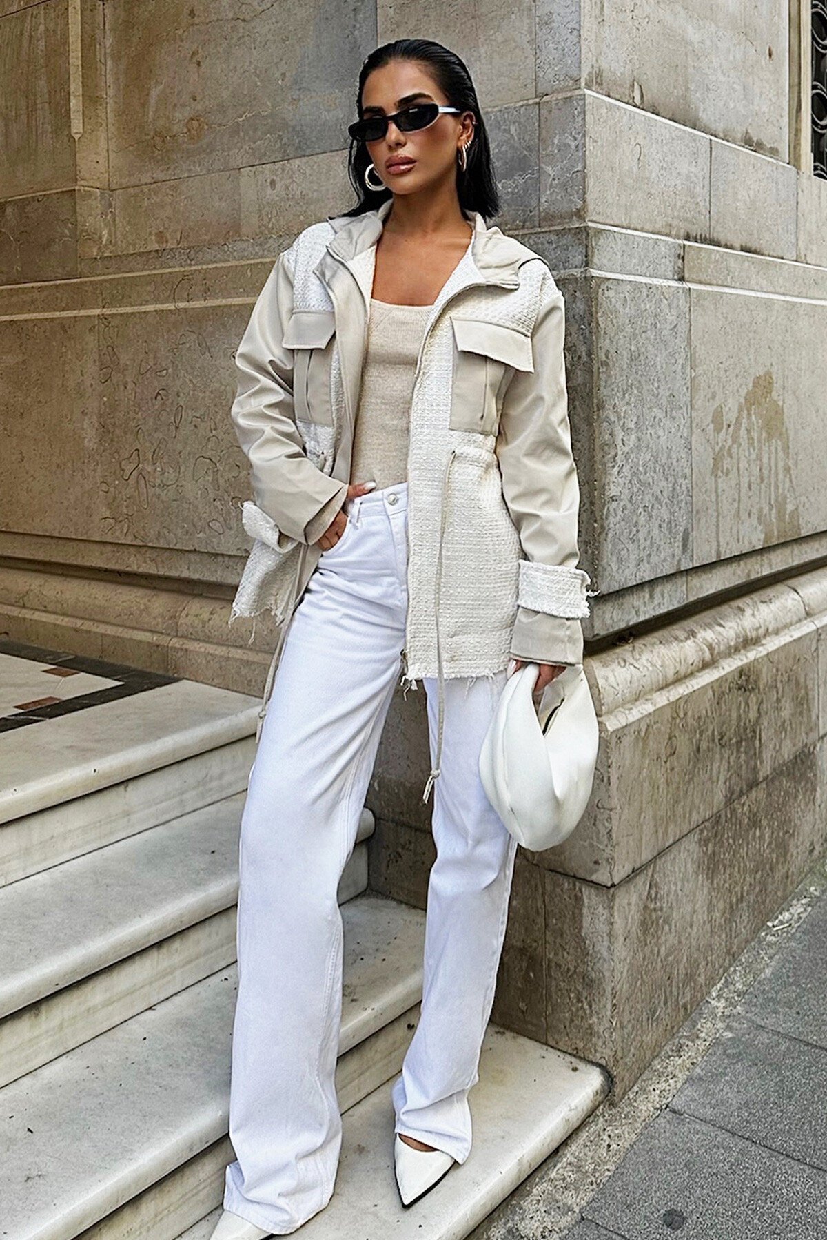 Taş Kapüşonlu Tasarım Ceket