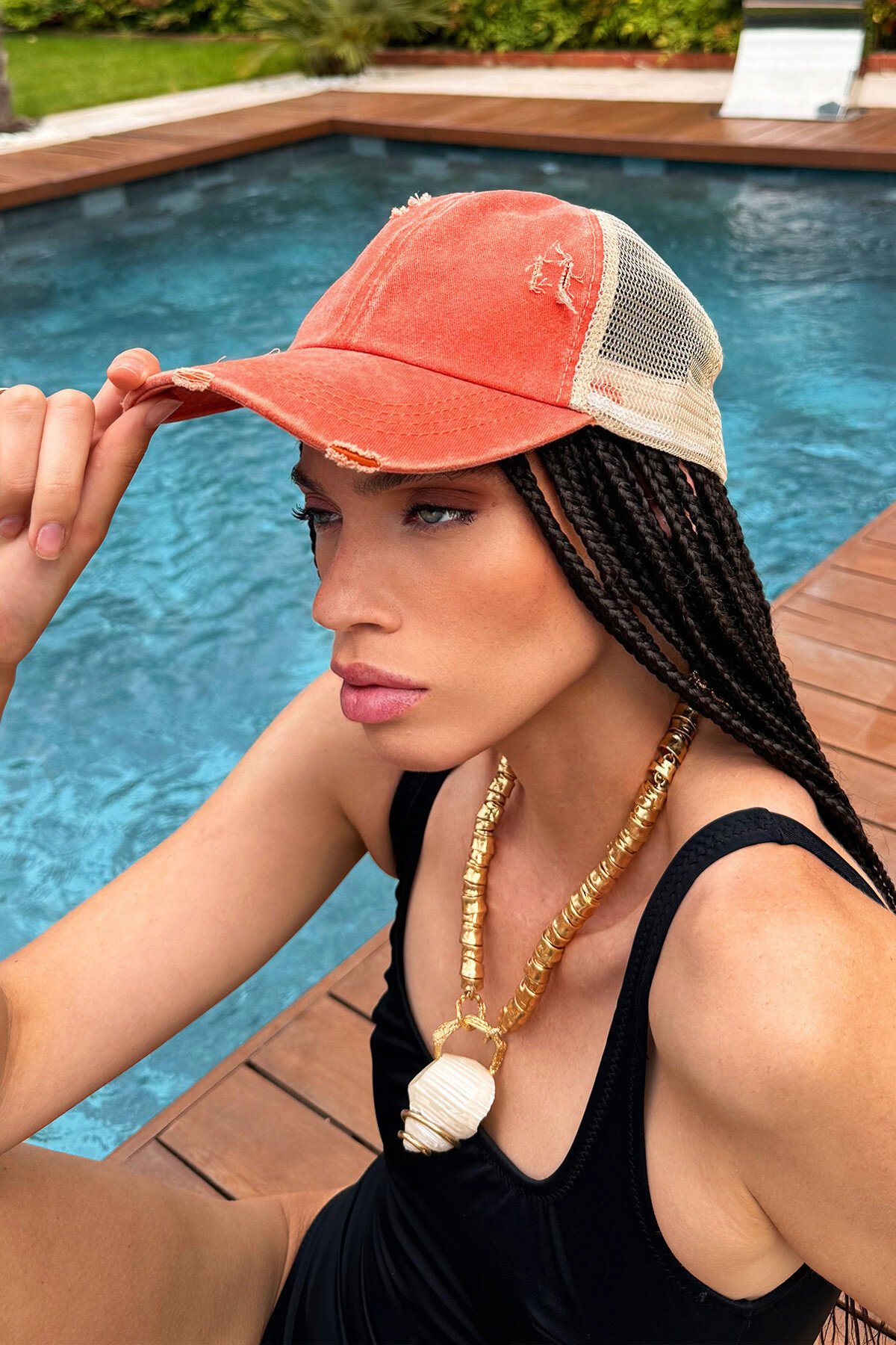 Turuncu Eskitmeli Cırt CırtLı Kasket