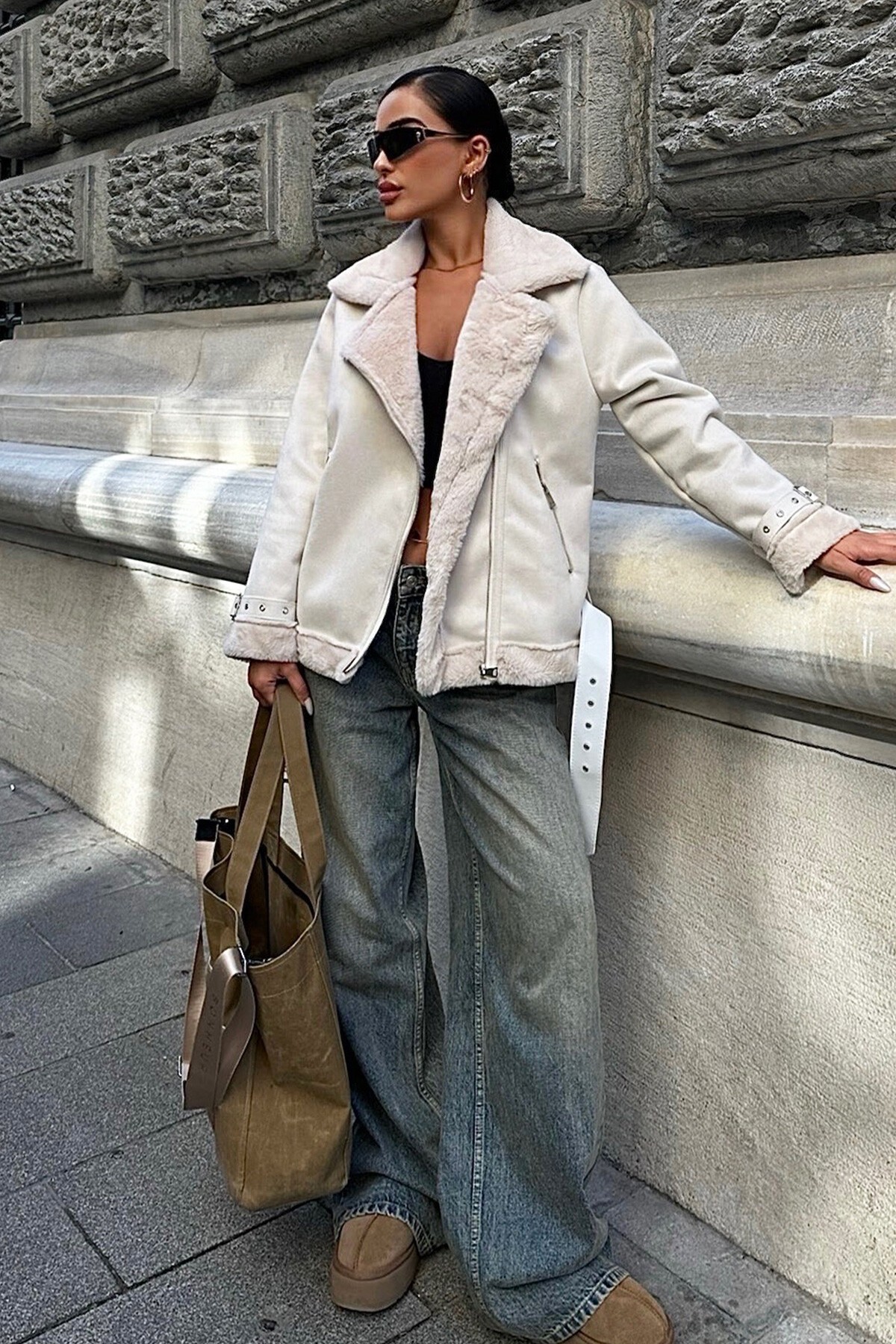 Vanilya Lamineli Süet Ceket