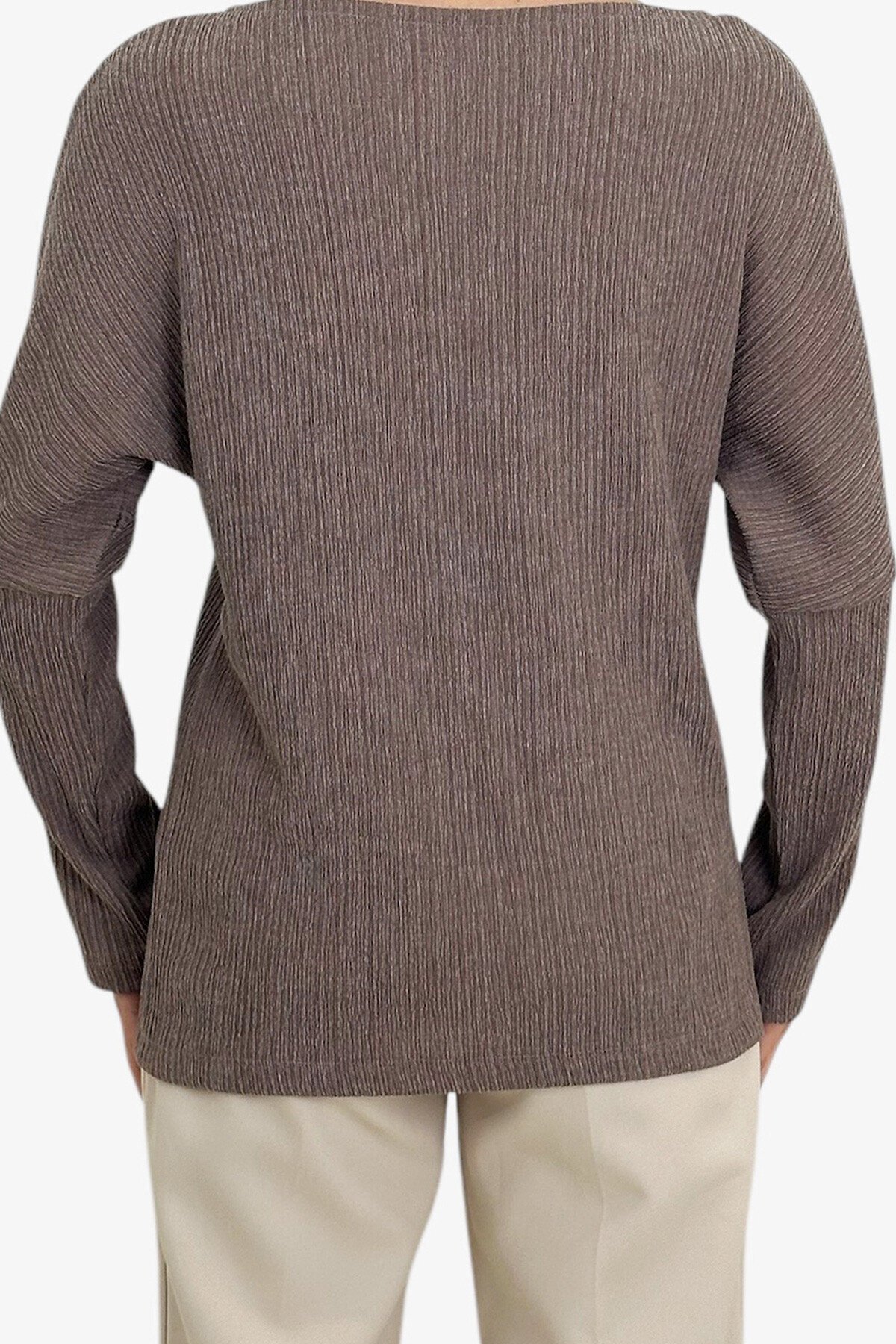 Vizon Kayık Yaka Örme Bluz