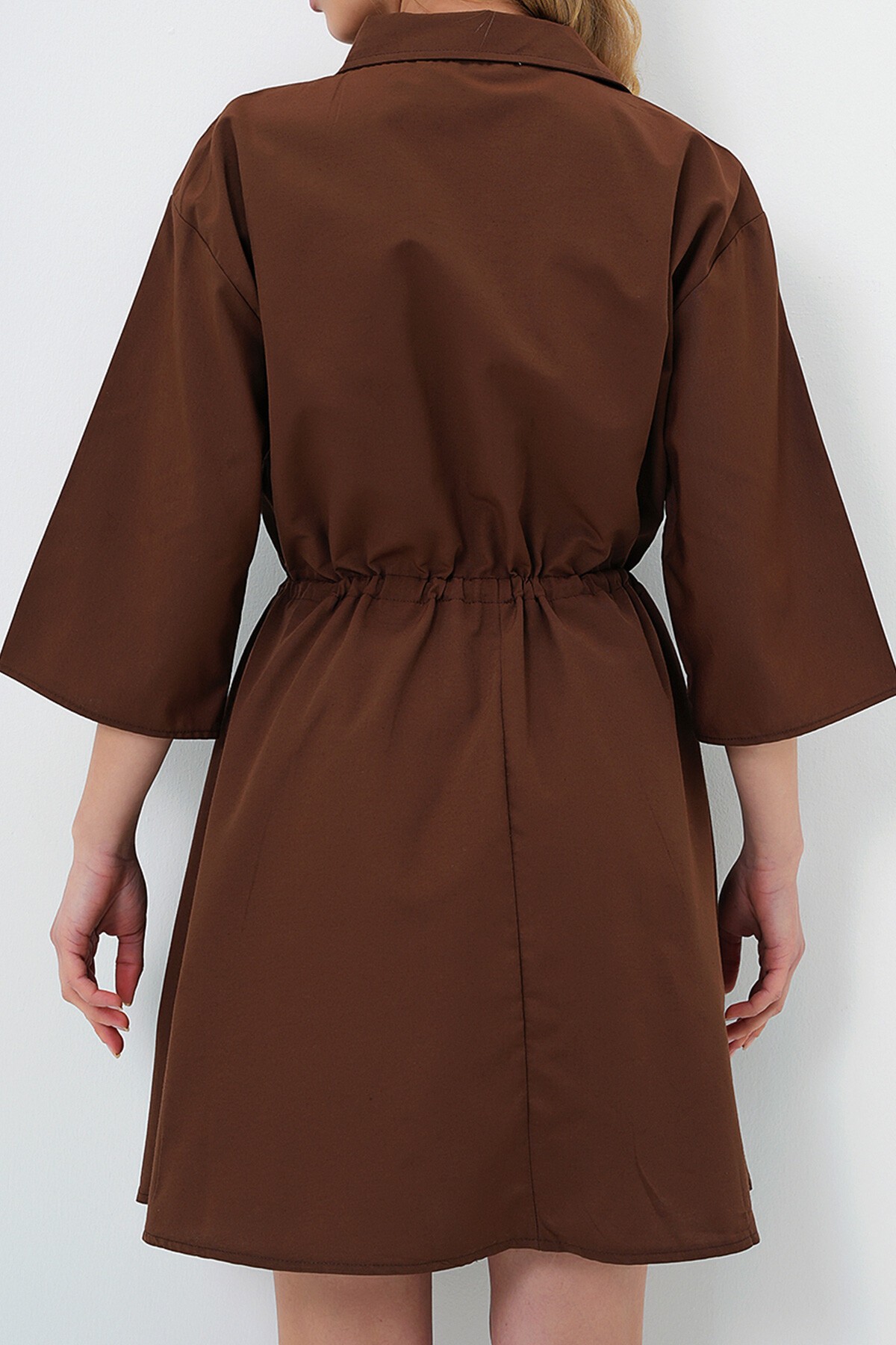 Acı Kahve Safari Dokuma Gömlek Elbise
