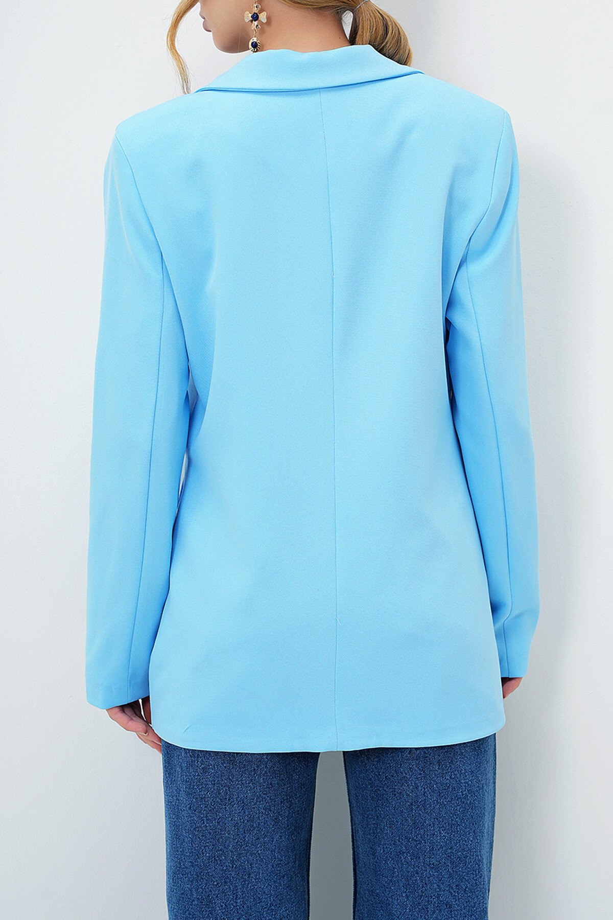 Bebe Mavi İçi Astarlı Tek Düğmeli Blazer Ceket