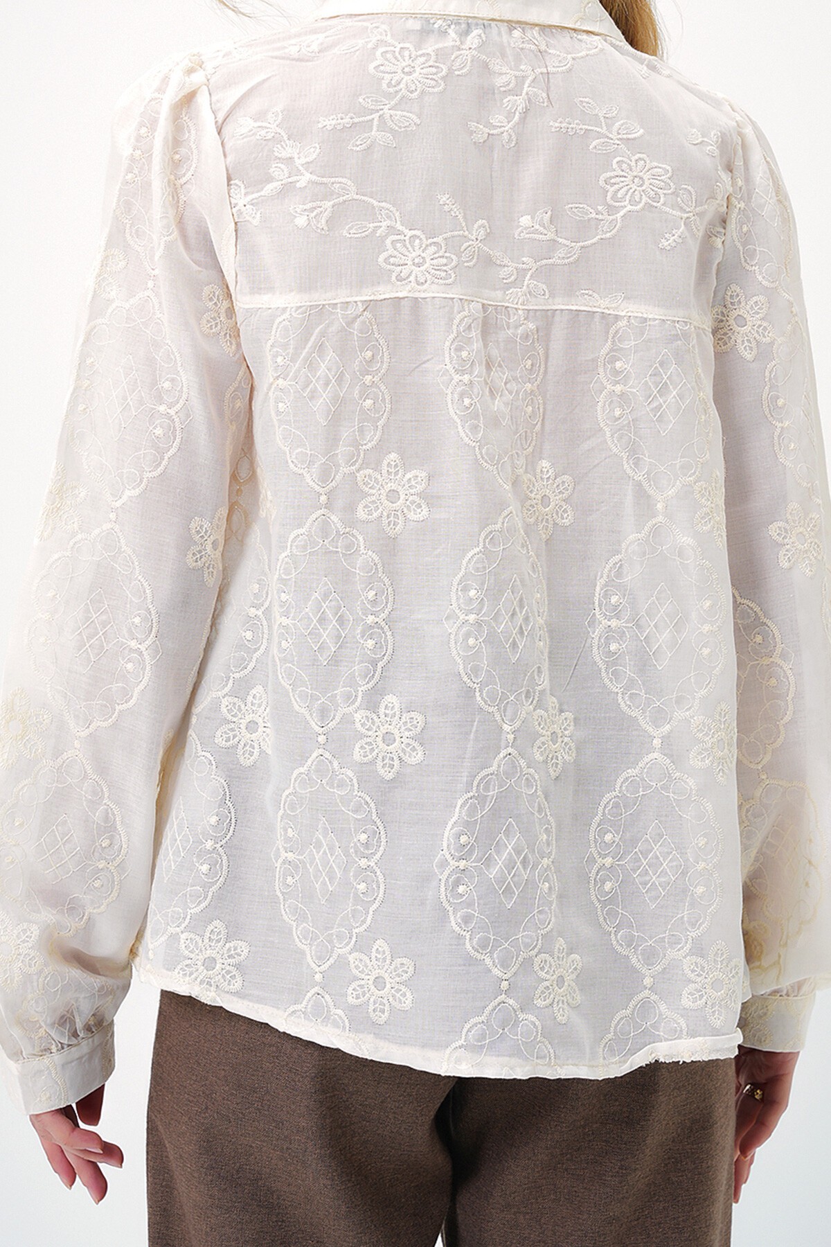 Bej Balon Kol Robalı Fisto Gömlek