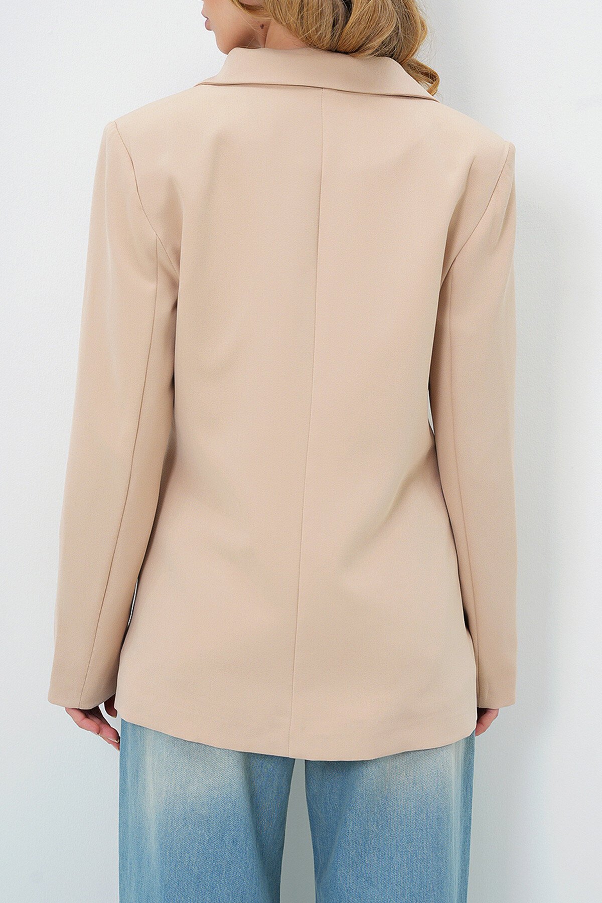 Bej İçi Astarlı Tek Düğmeli Blazer Ceket