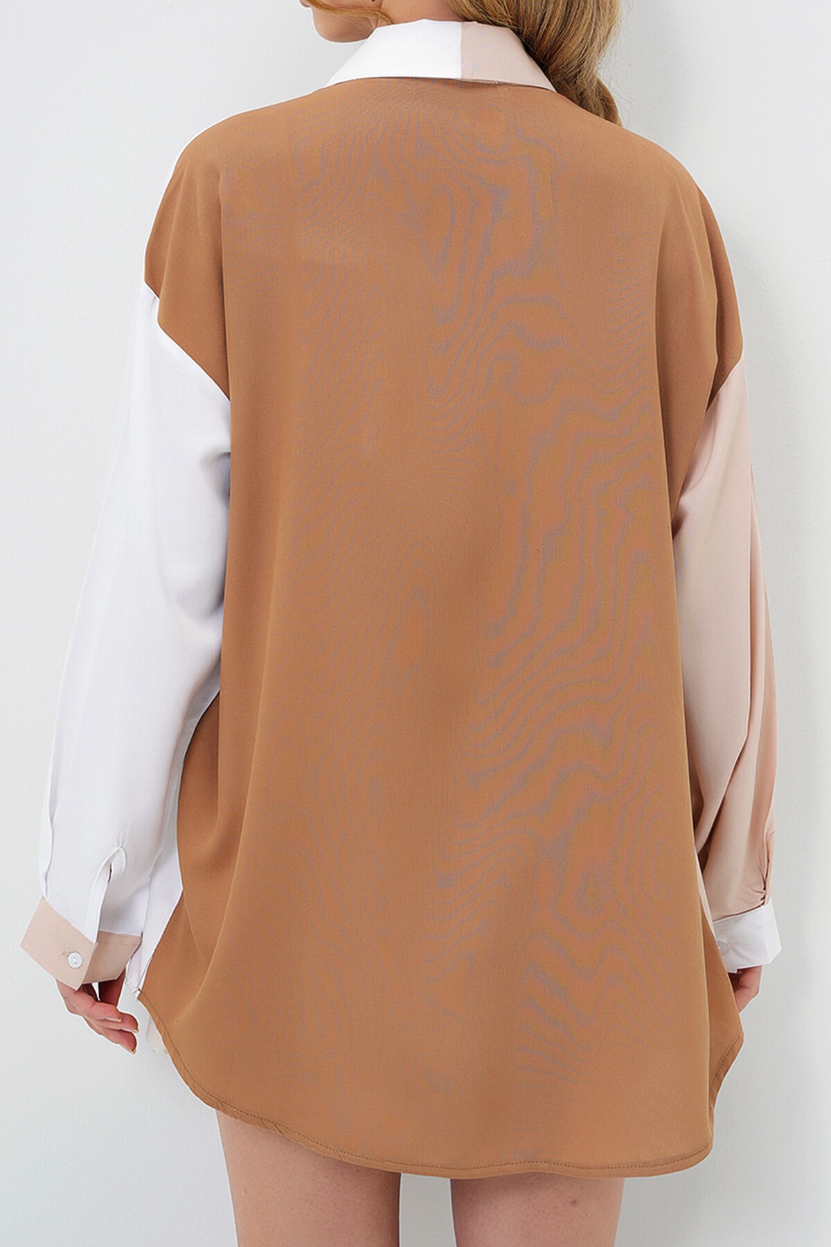 Bej Tek Cep Bloklu Dokuma Viscon Gömlek