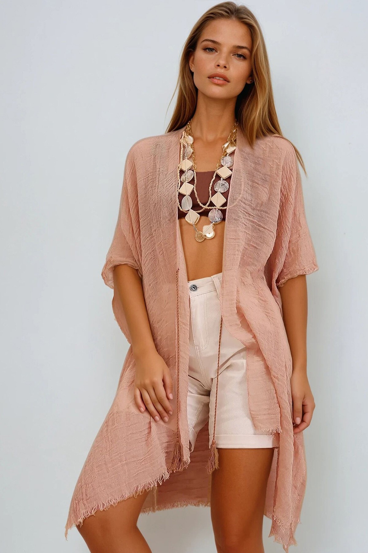 Bisküvi Oversize Pamuklu Kimono