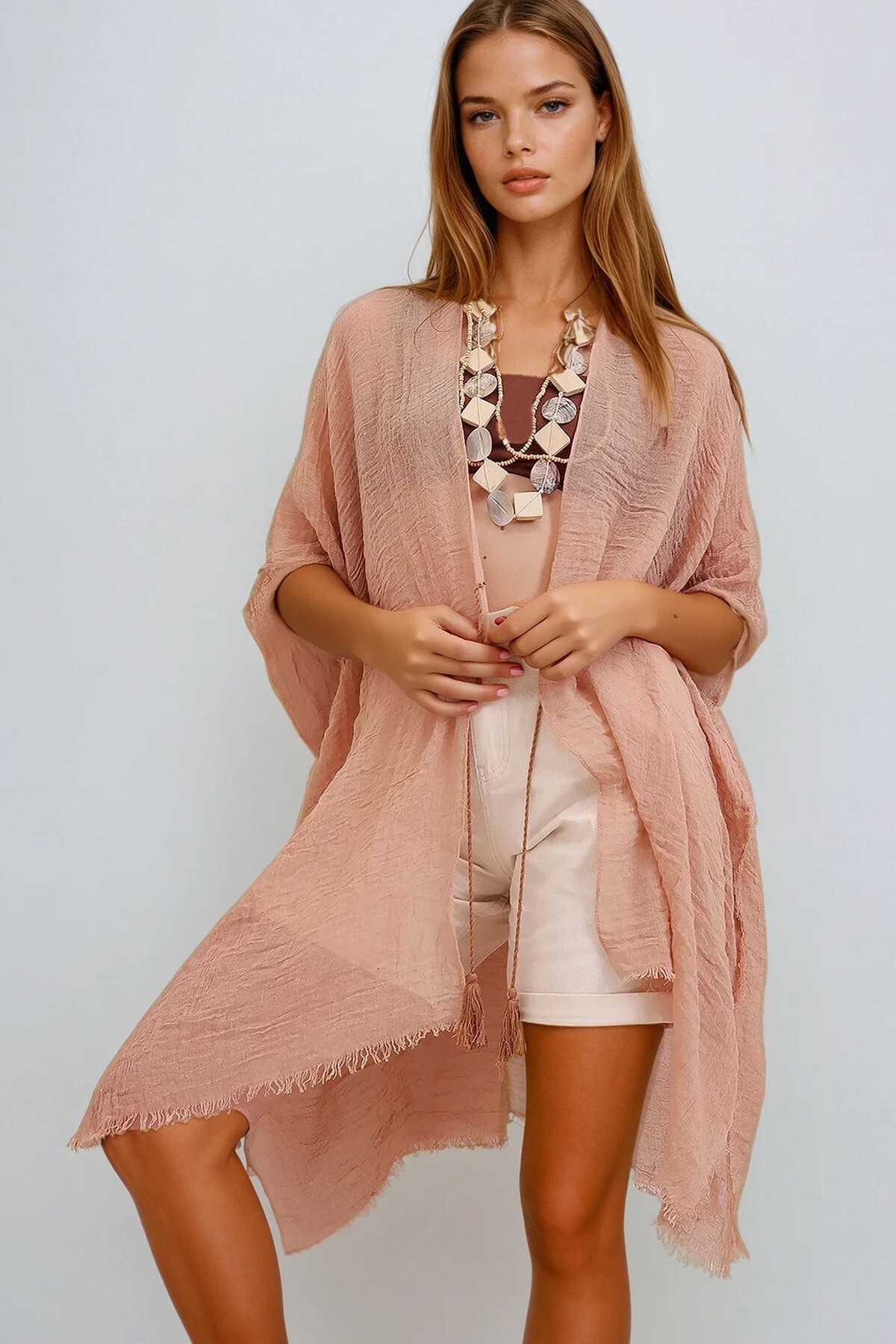 Bisküvi Oversize Pamuklu Kimono