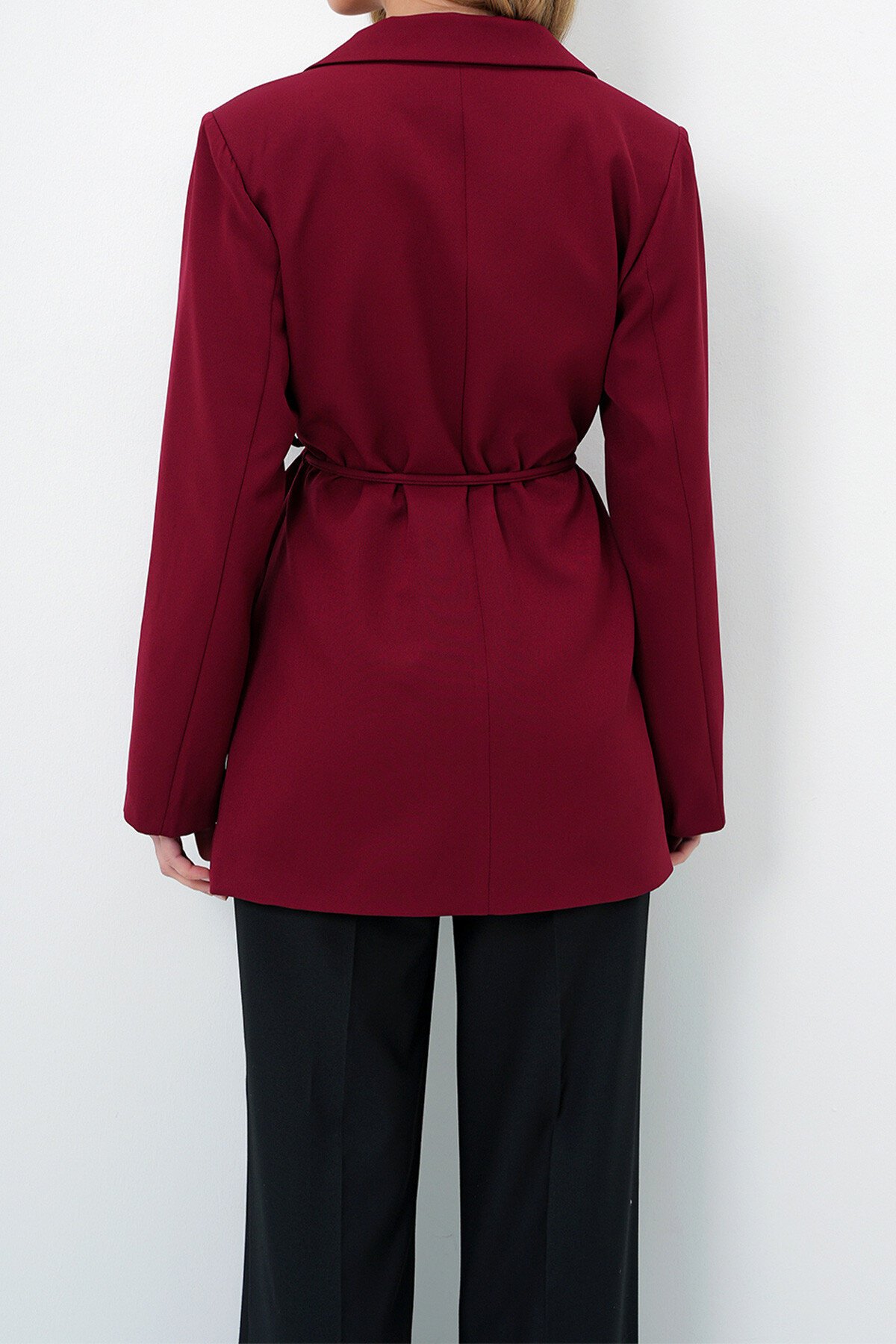 Bordo Bağlamalı Blazer Ceket