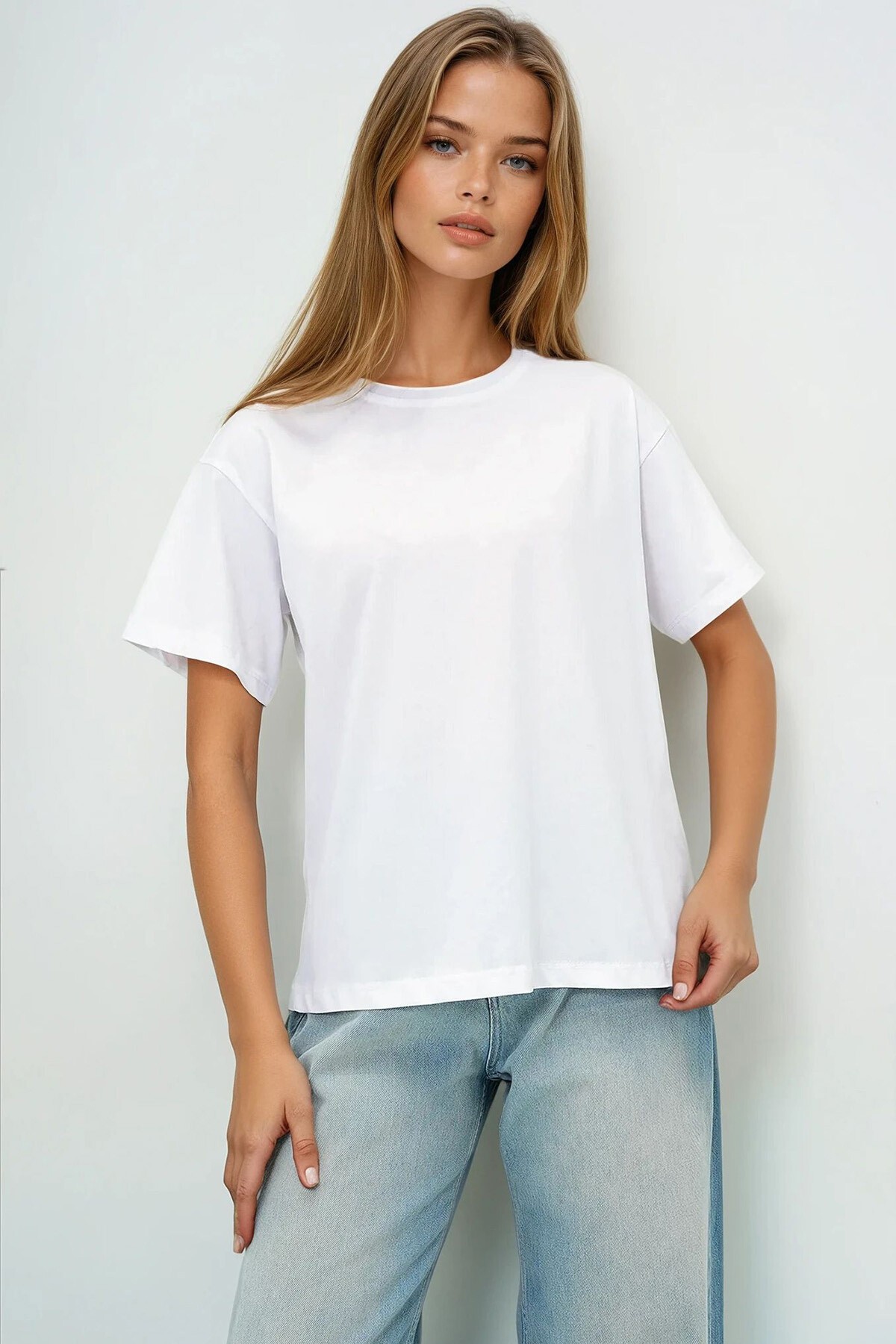 Bordo Beyaz 2Li Paket Bisiklet Yaka Basic T Shırt