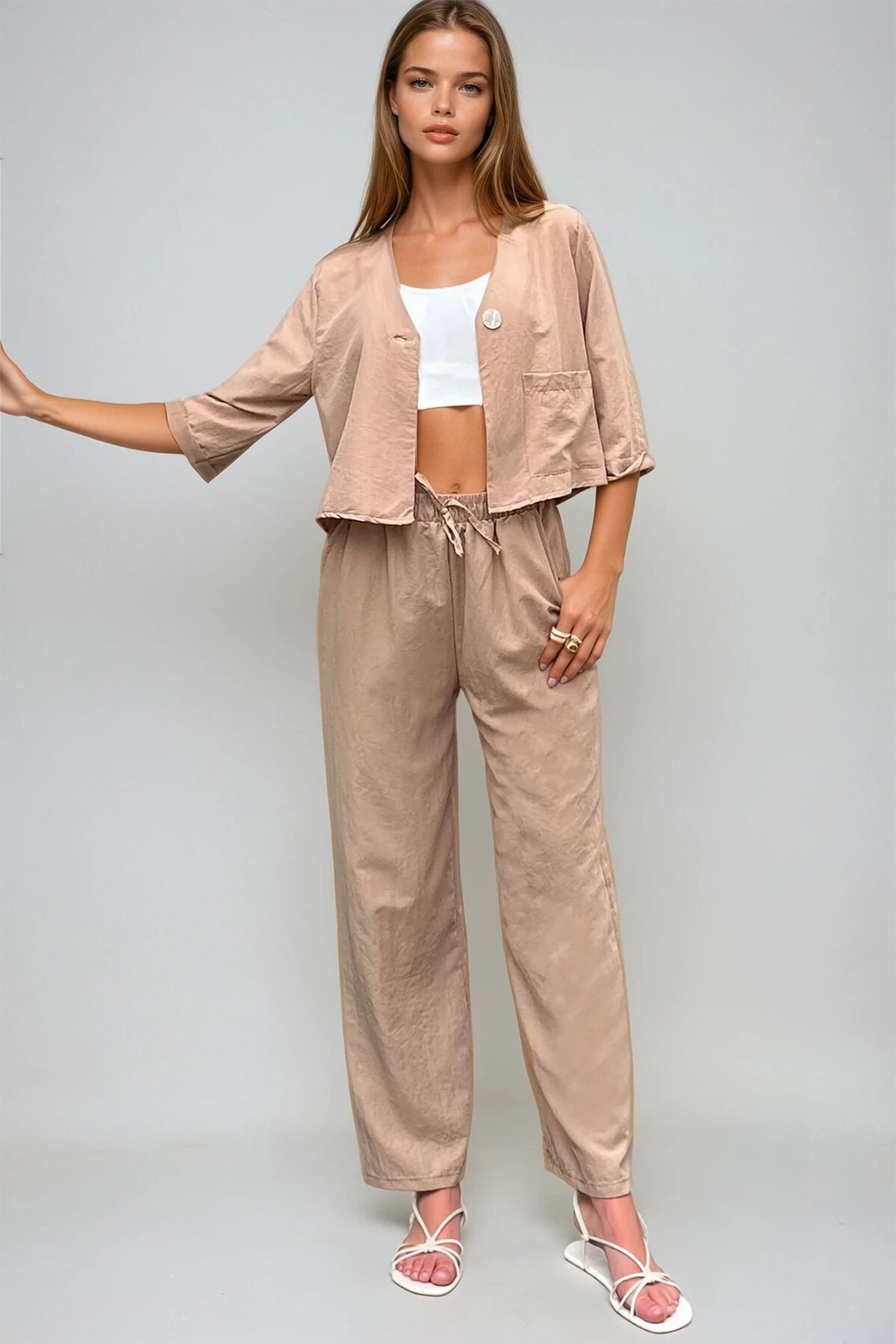 Camel Aerobin Keten Ceket Ve Pantolon Takım