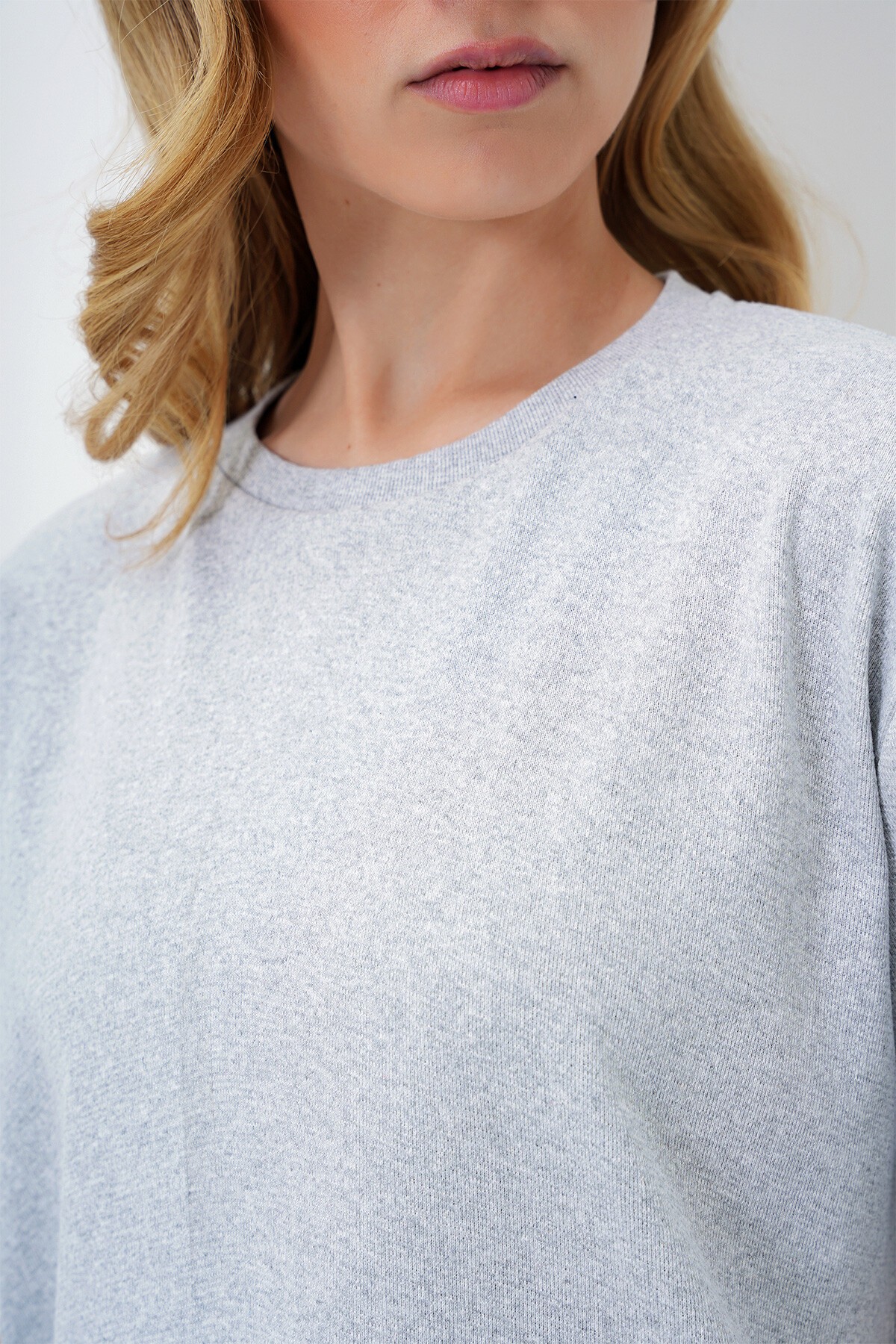 Grimelanj Bisiklet Yaka Kısa Kol Örme Bluz Ve Palazzo Pantolon Takım