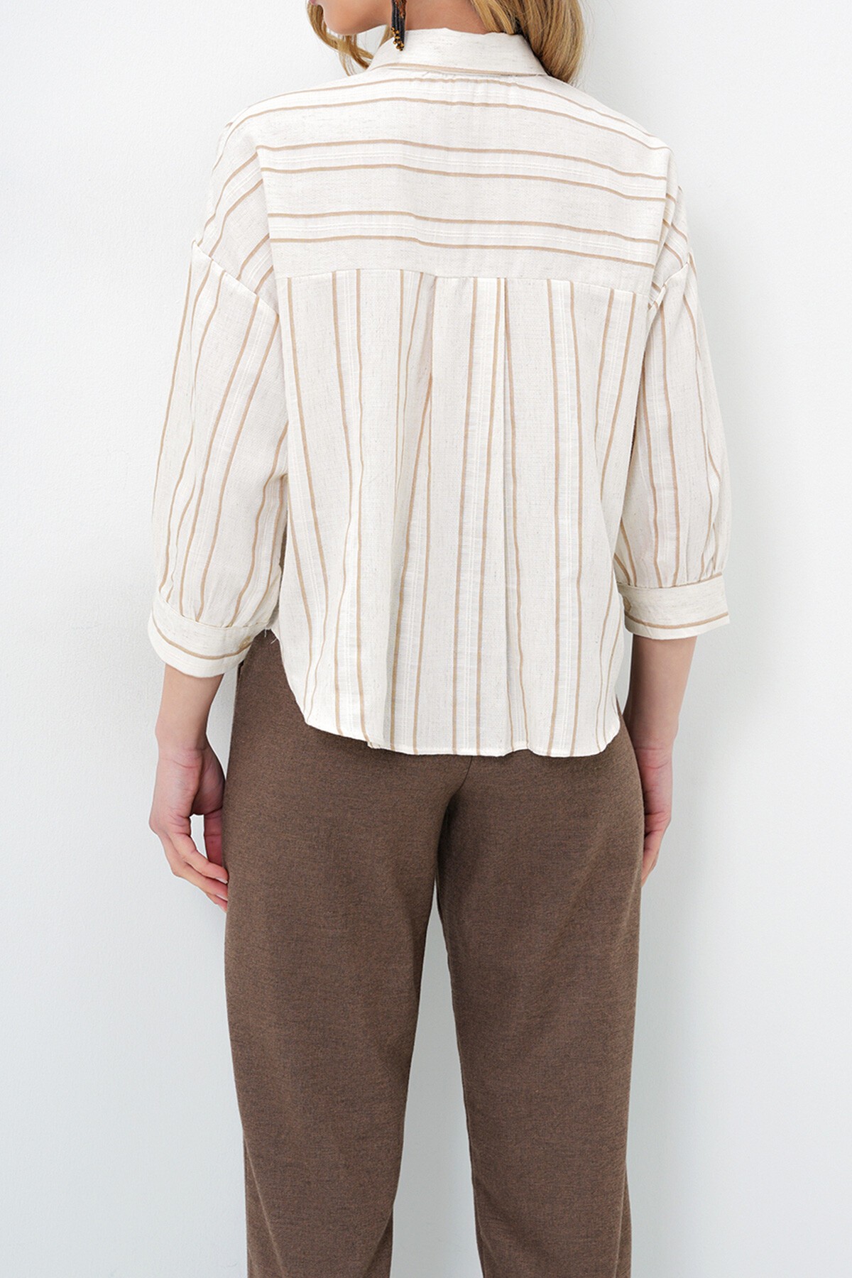 Kahve Tek Cepli Oversize Gömlek