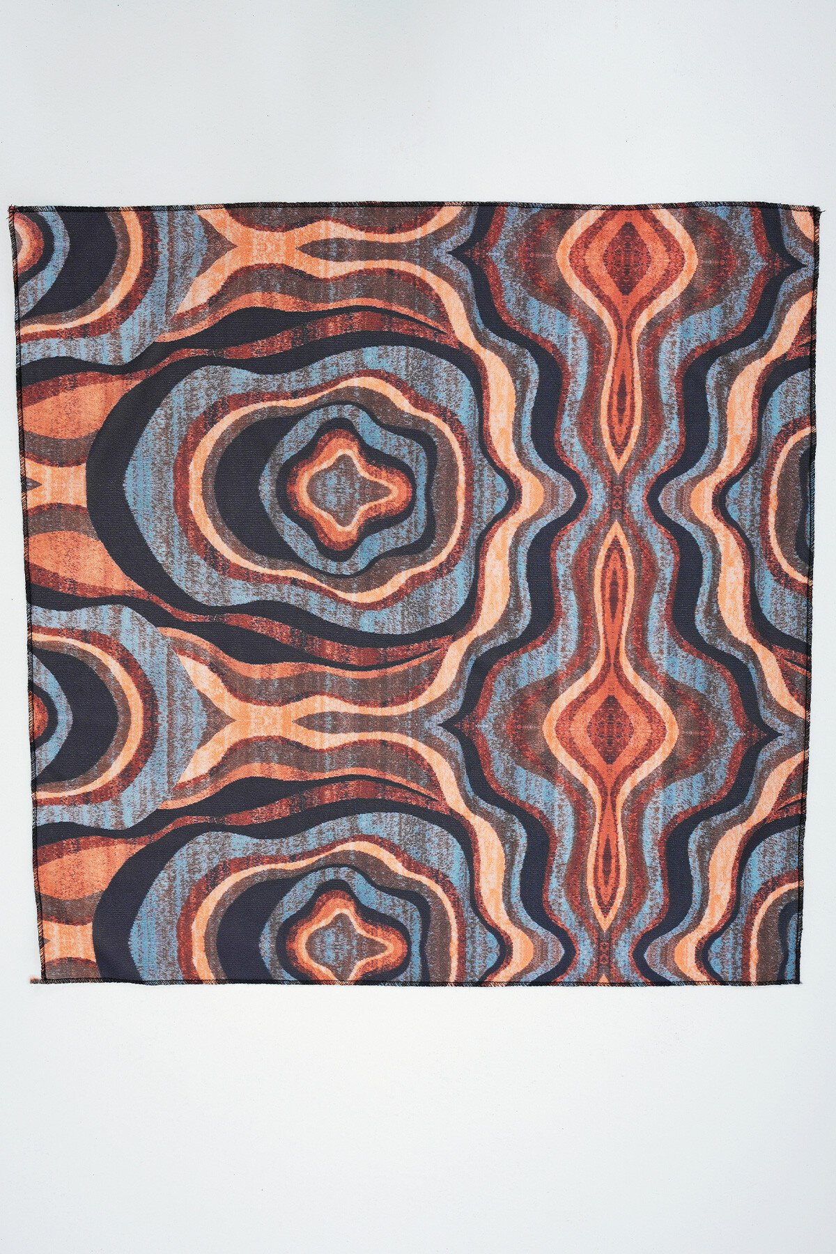 Kahverengi Desenli Beli Lastikli Palazzo Pantolon Çanta Ve Bandana Takım