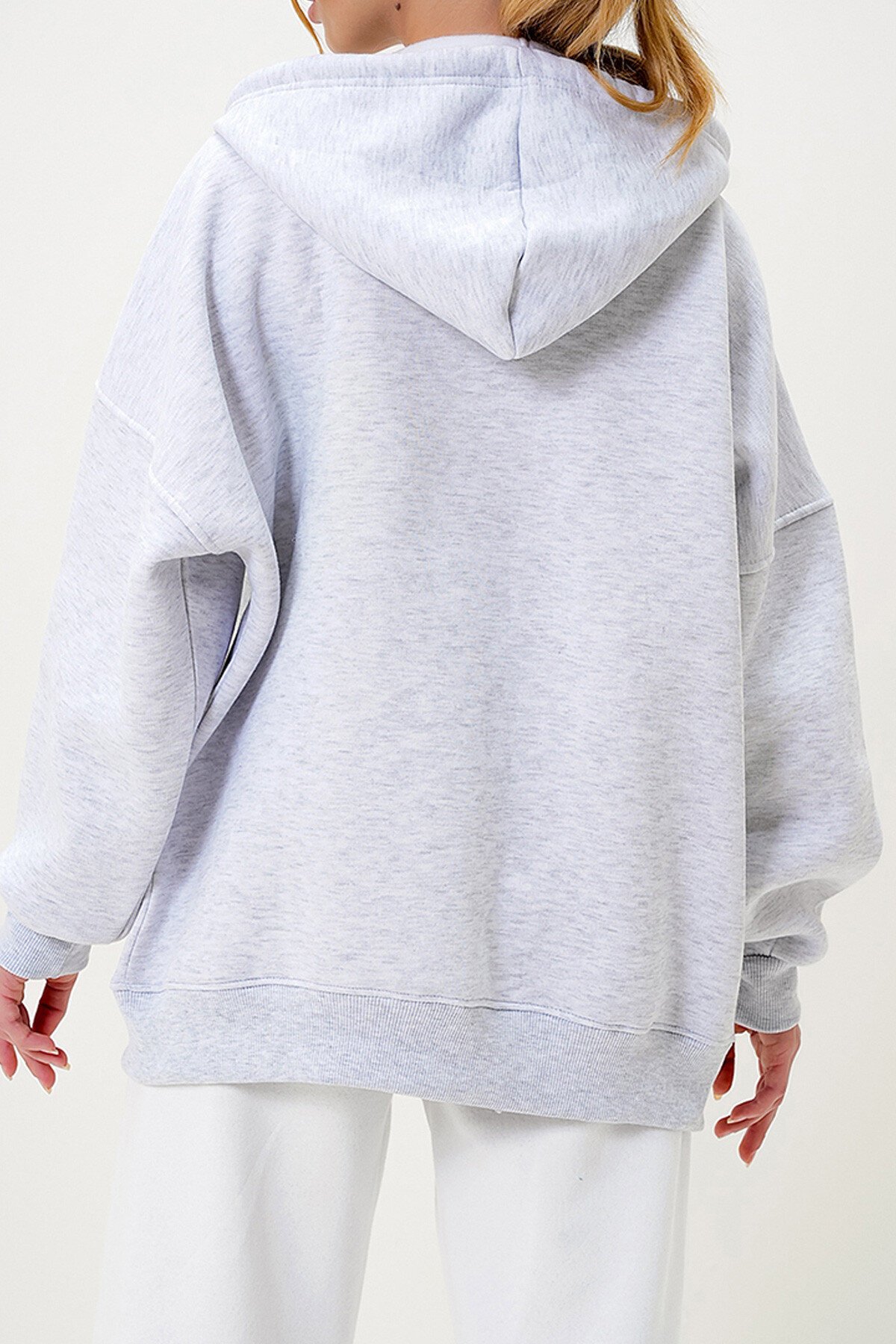 Karmelanj Kapüşonlu Kanguru Cepli İçi Şardonlu Fermuarlı Sweatshırt