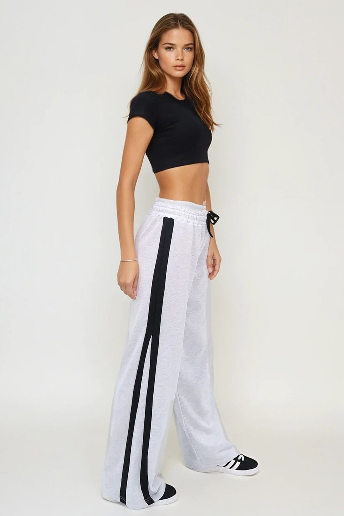 Karmelanj Yanı Şeritli Palazzo Eşofman Altı