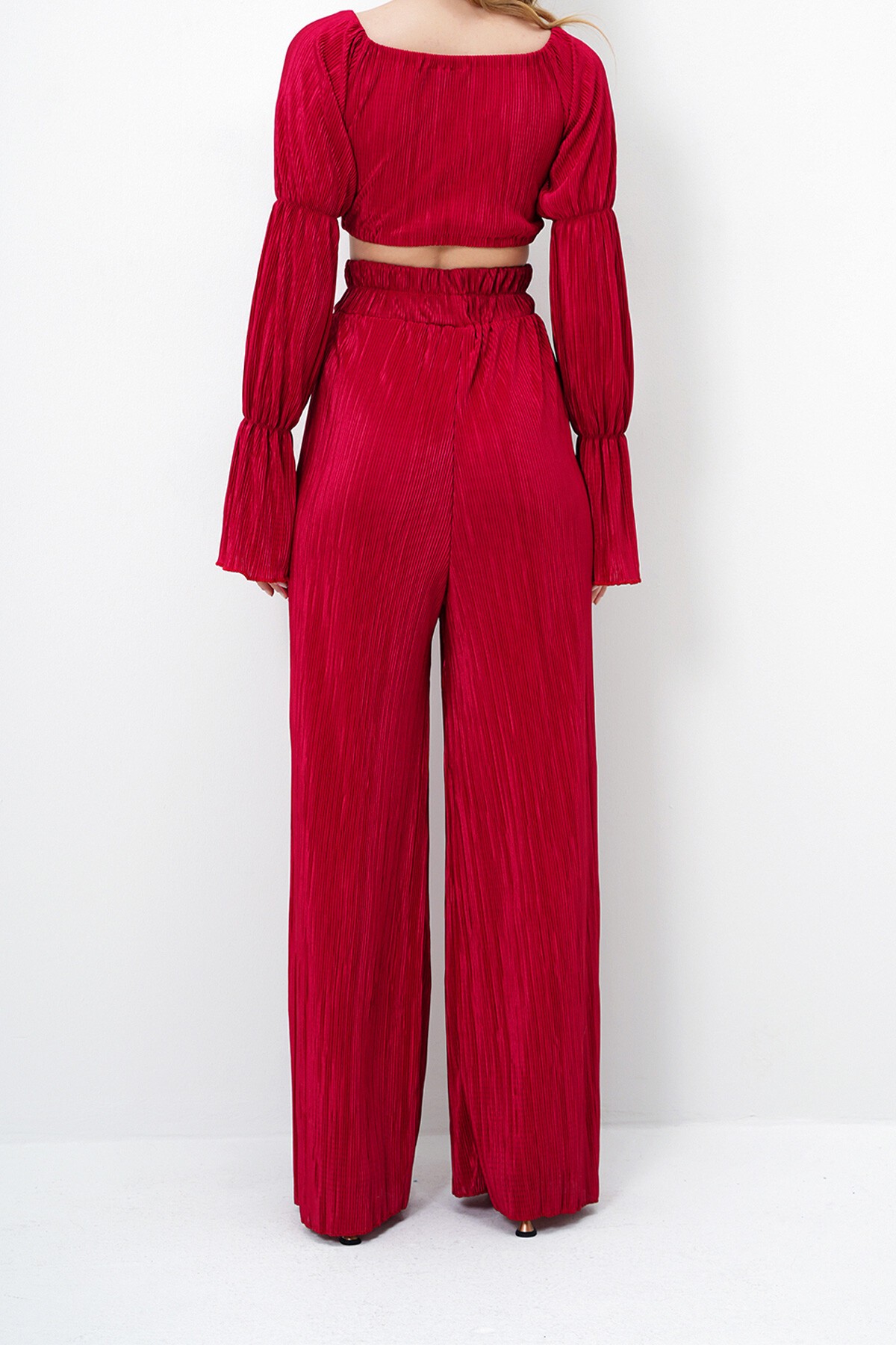 Kırmızı Kırinkıl Büstiyer Ve Pantolon Takım