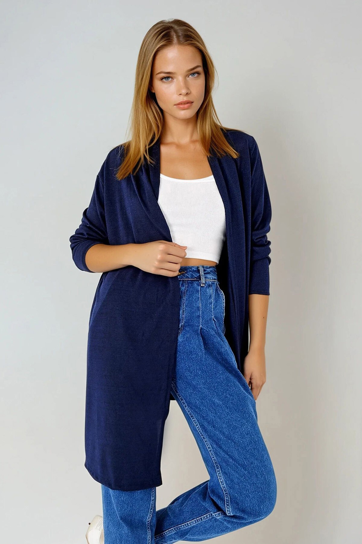 Lacivert Şal Yaka Viscon Hırka