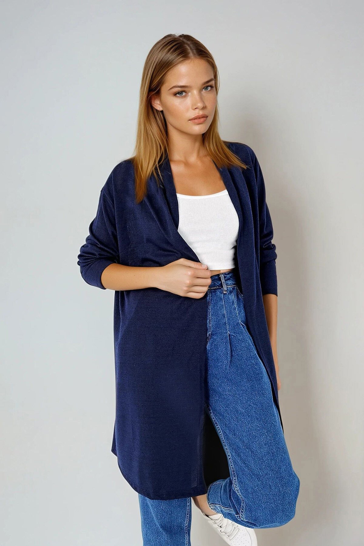 Lacivert Şal Yaka Viscon Hırka