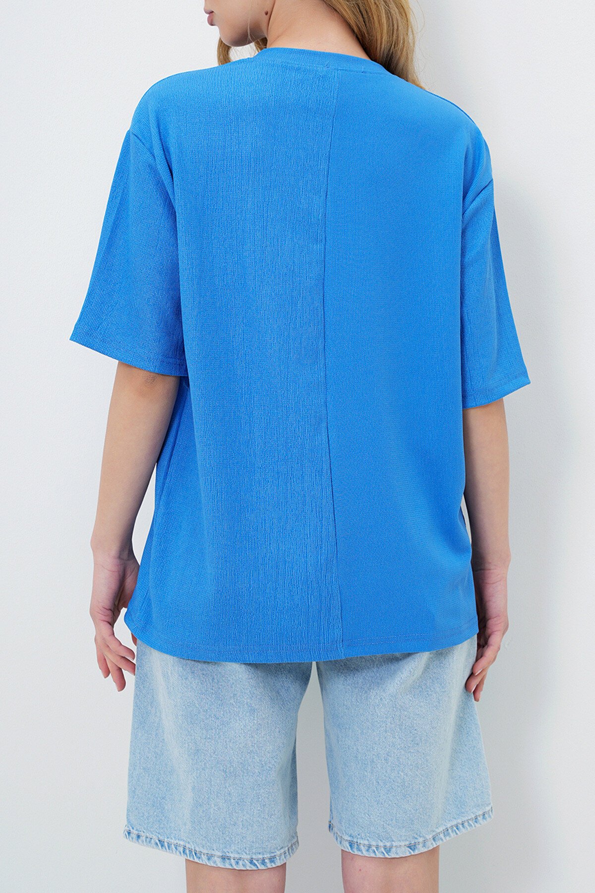 Mavi Bisiklet Yaka Dokulu Basic T Shırt