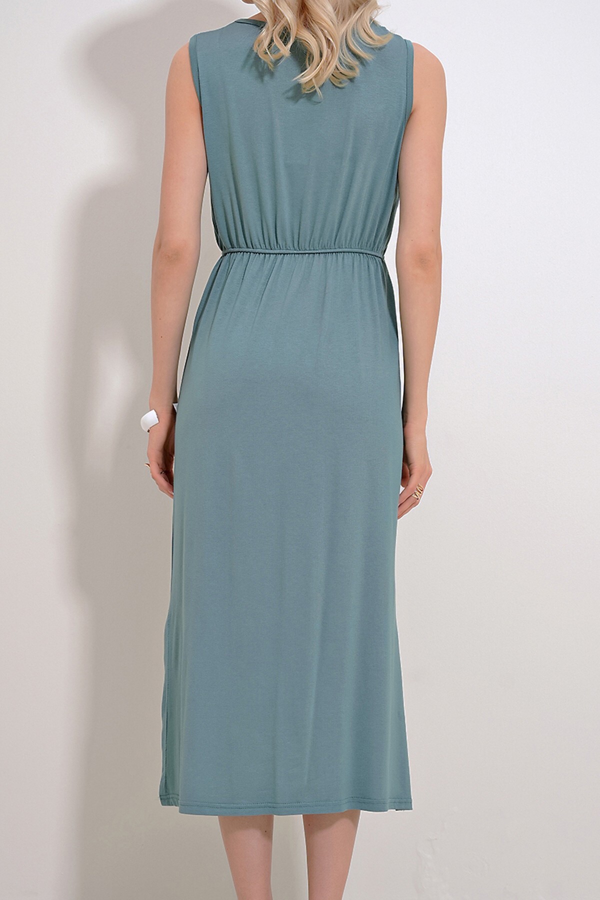 Mint Nakış Baskılı Bohem Elbise