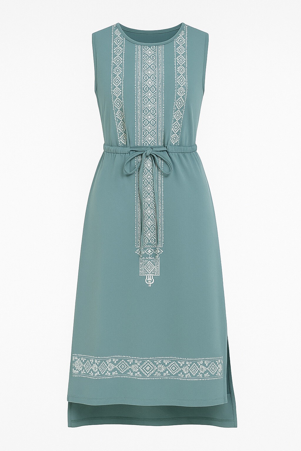 Mint Nakış Baskılı Bohem Elbise