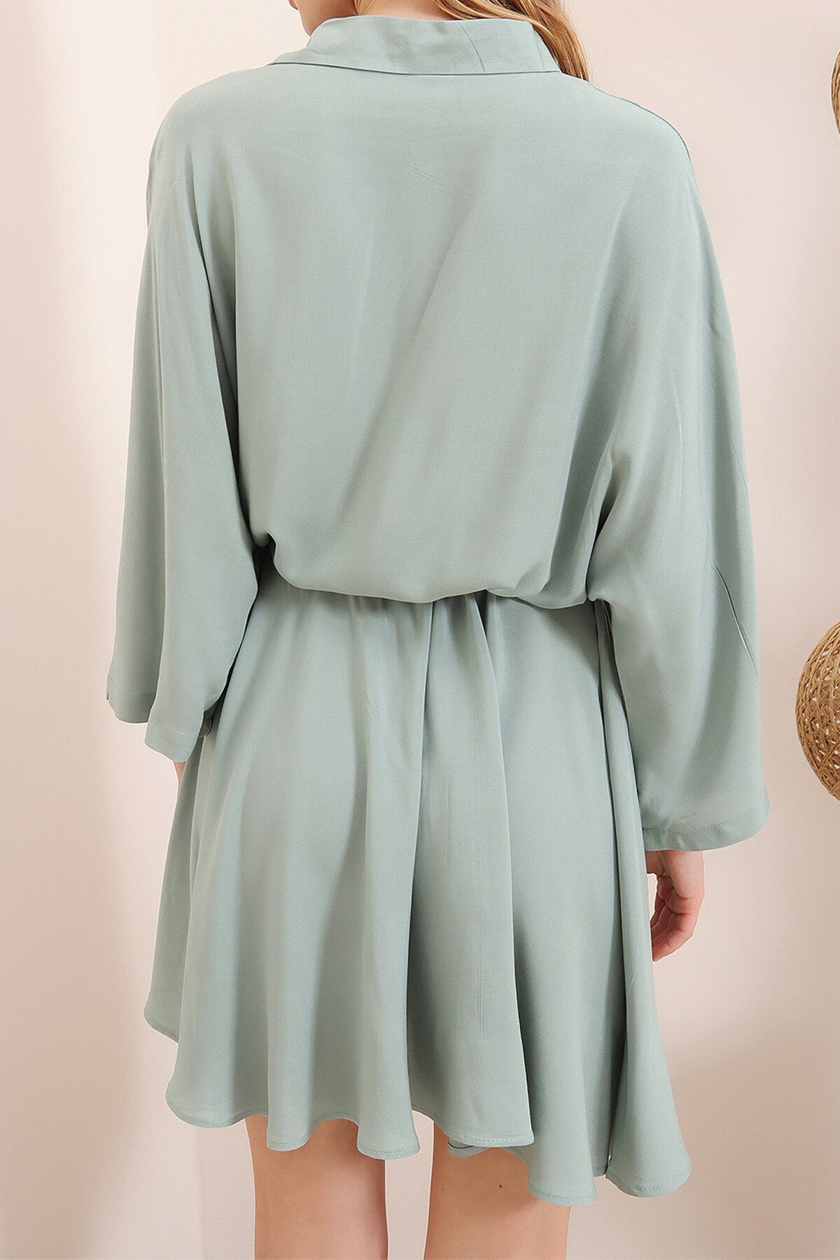 Mint Safari Dokuma Gömlek Elbise