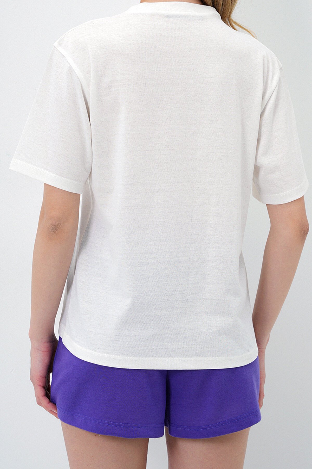 Mor Limon Baskılı Pamuklu Basic T Shırt Ve Şortlu Pijama Takımı