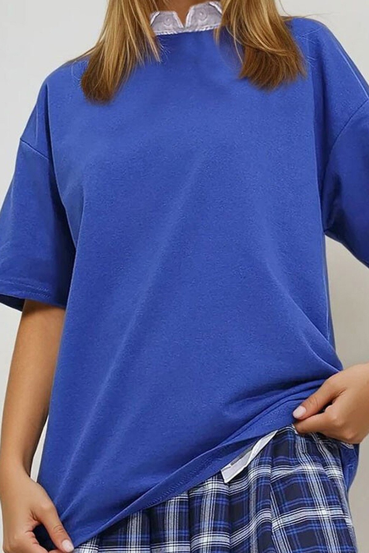 Saks İki İplik Oversize Unisex T Shirt