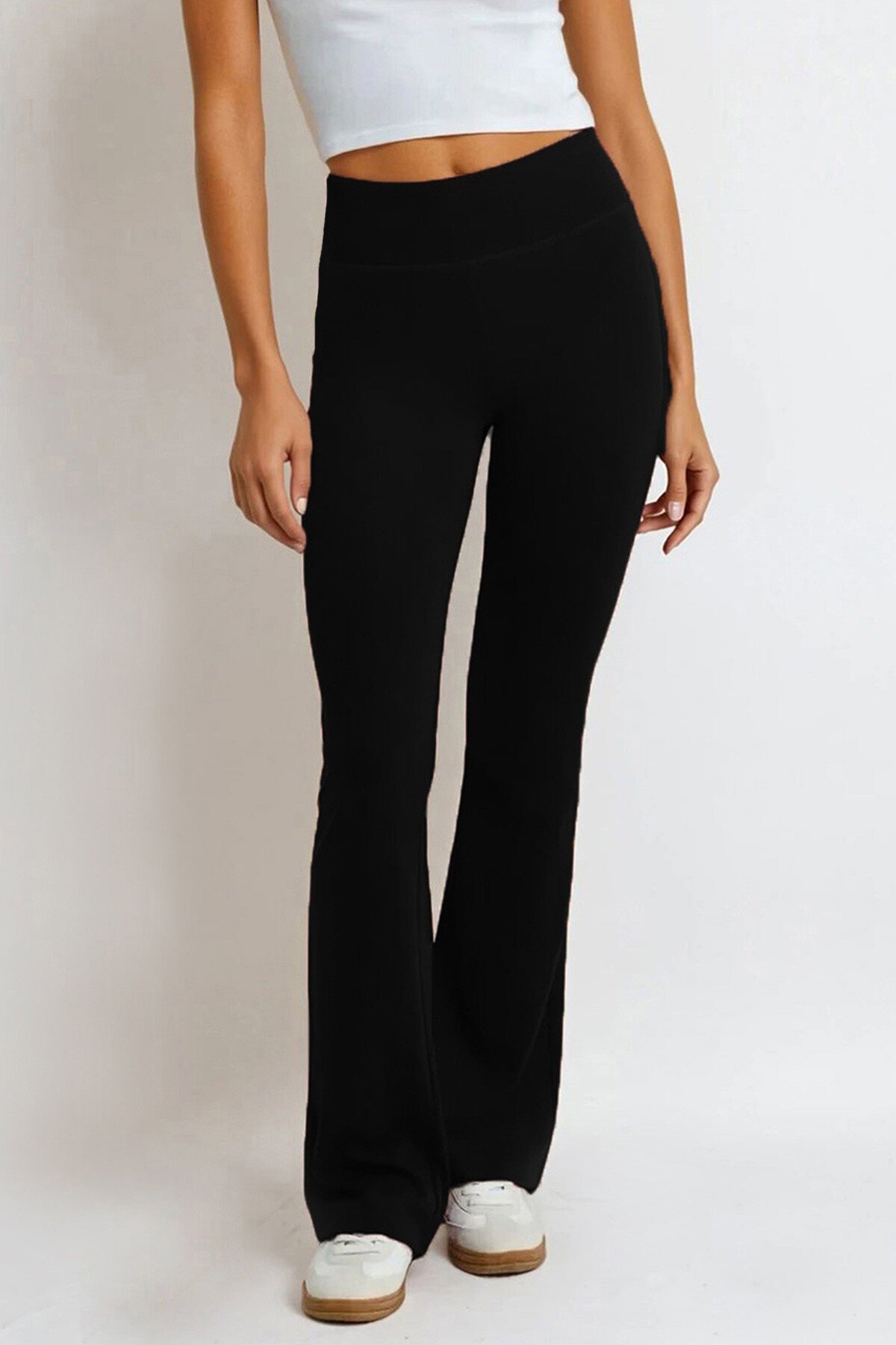 Siyah Beli Fitilli İspanyol Paça Pantolon