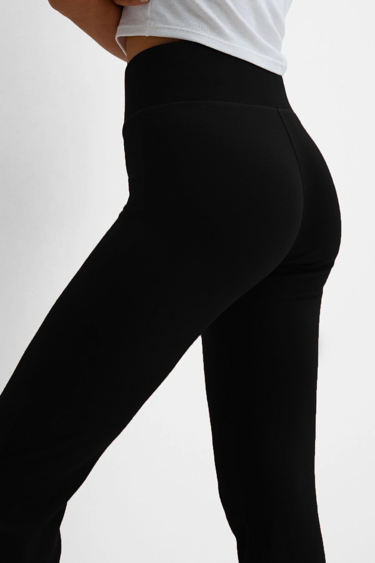 Siyah Beli Fitilli İspanyol Paça Pantolon