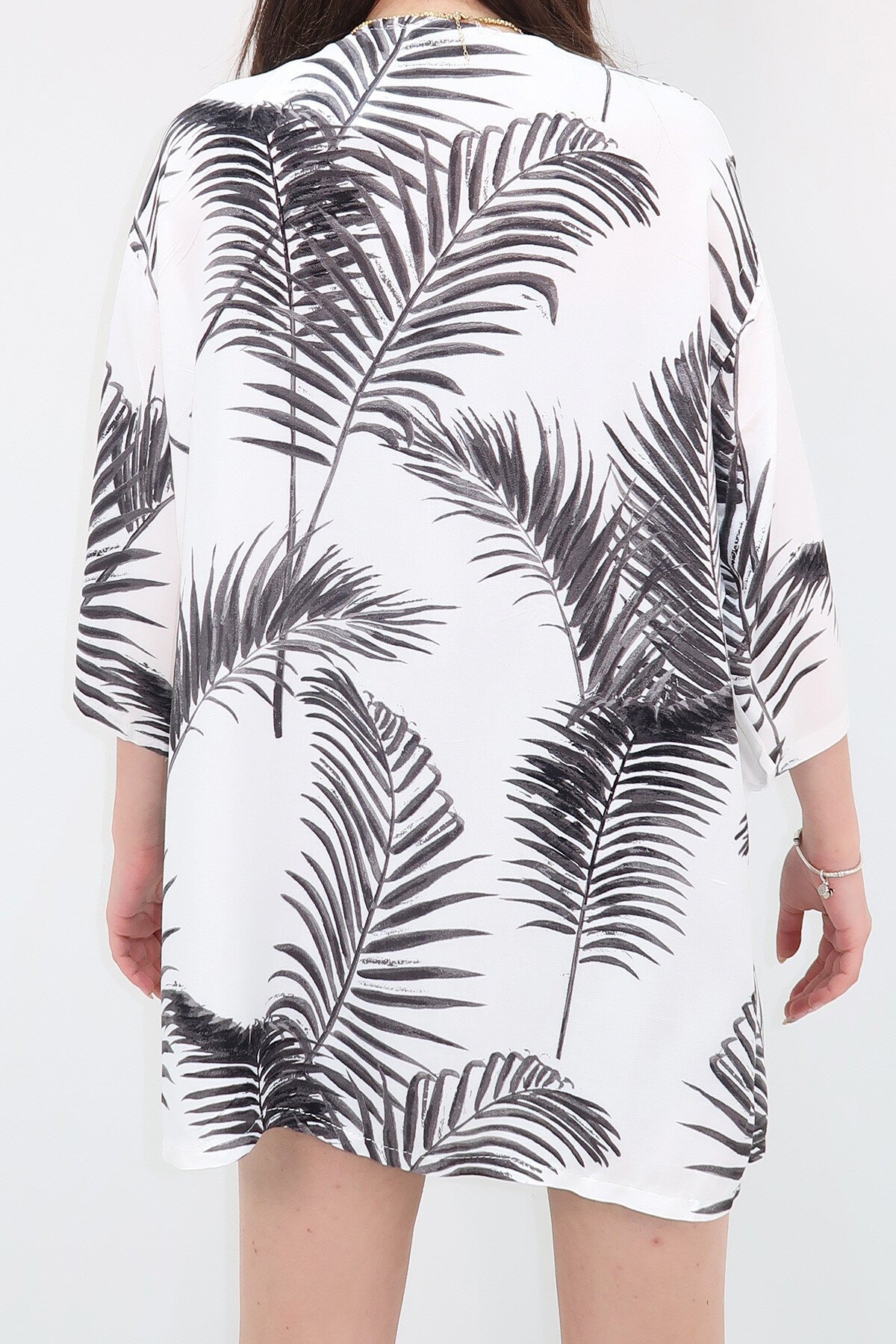 Siyah Desenli Kimono Ceket