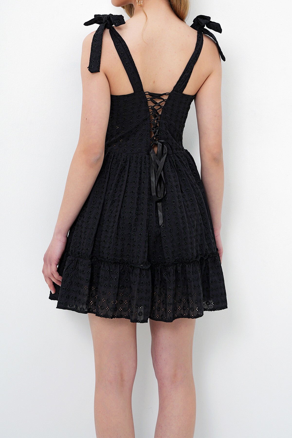 Siyah Fisto Mini Elbise