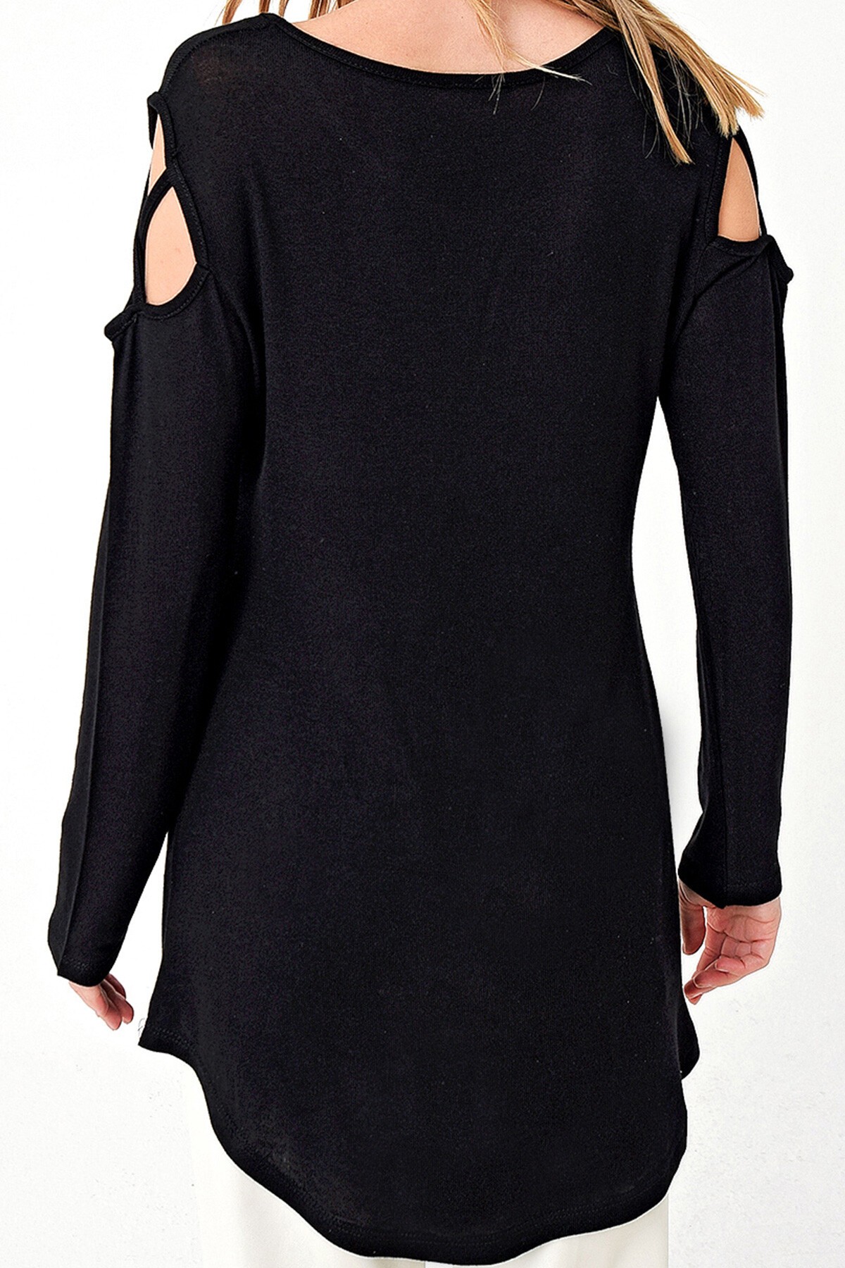 Siyah Kolu Pencereli Viscon Bluz