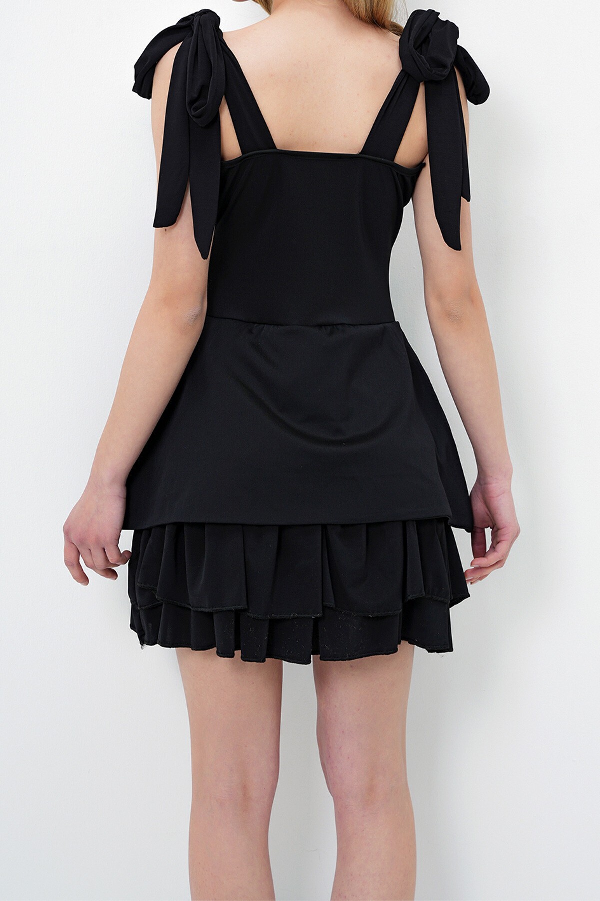 Siyah Tasarım Mini Elbise