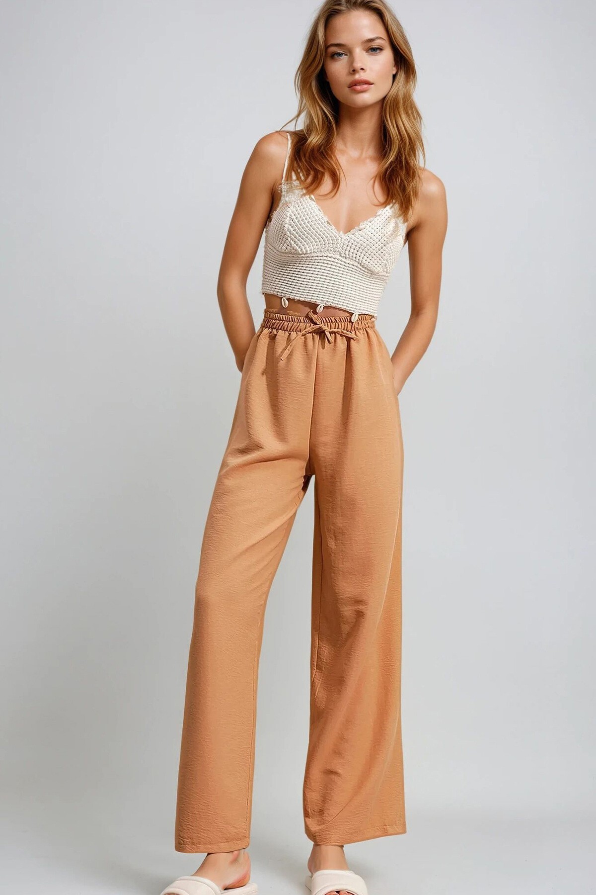 Tarçın Beli Lastikli Rahat Kesim Aerobin Pantolon